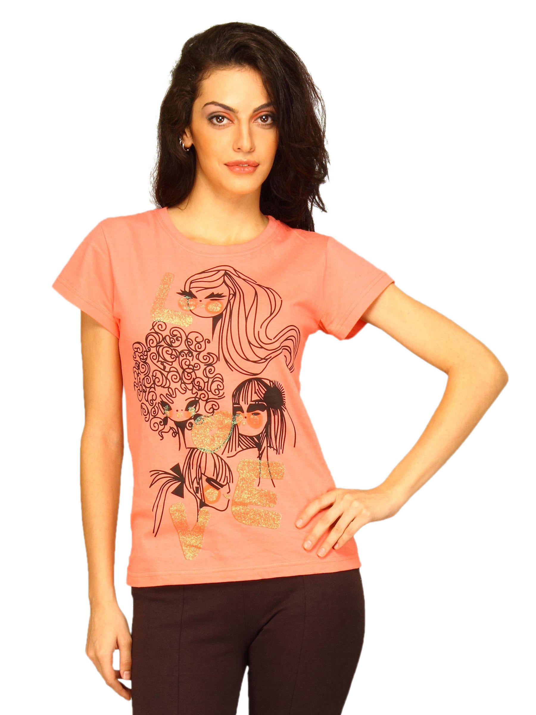 Jealous 21 Women's Peach Trendy T-shirt