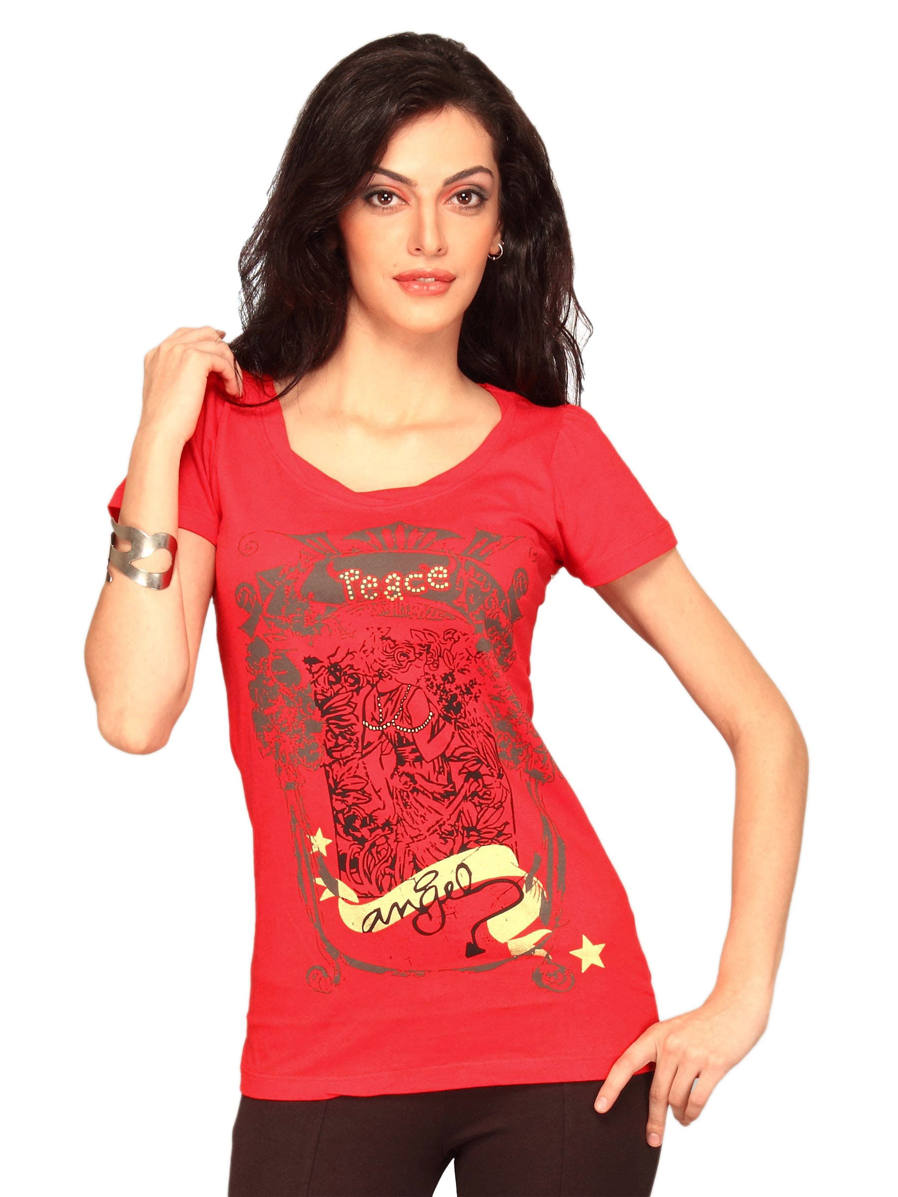 Jealous 21 Women's Red Peace T-shirt