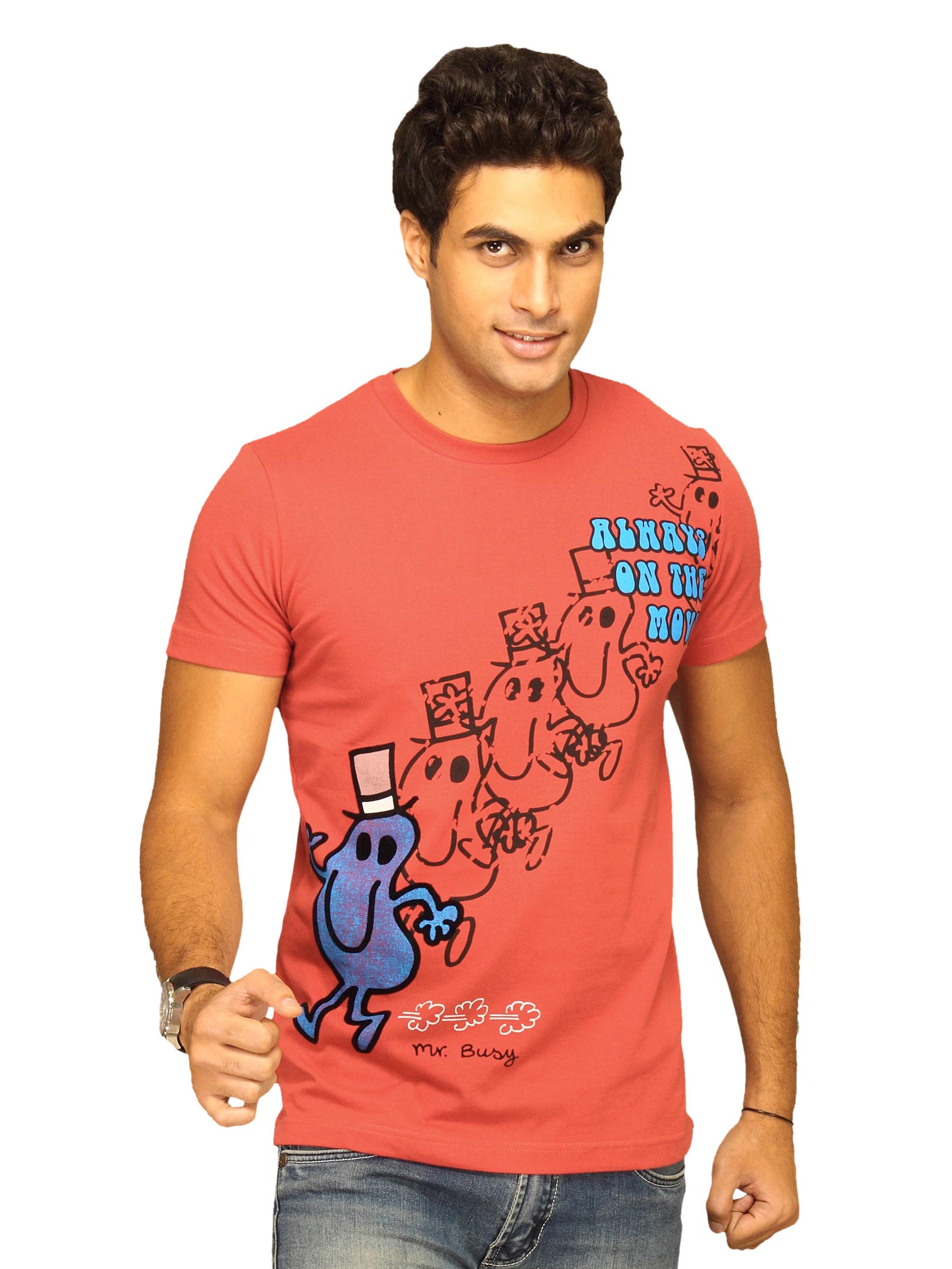 Mr.Men Men's Always On The Move Red T-shirt