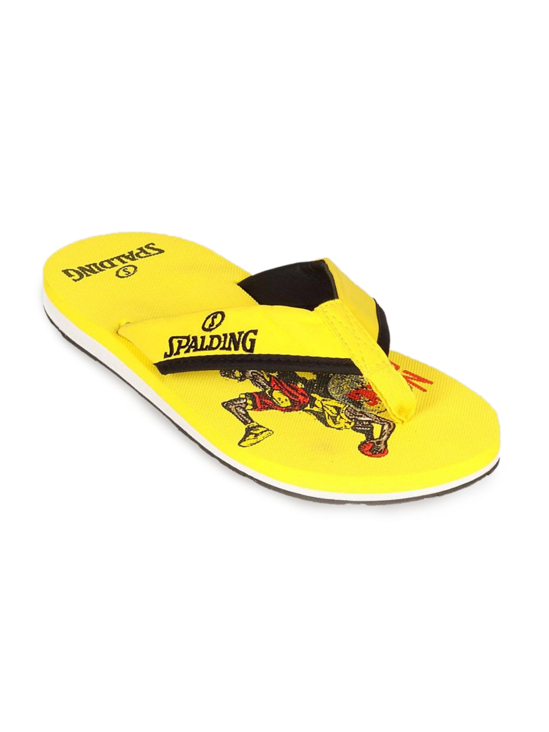 Spalding Men's Yellow And Black With Graphic Flip Flop