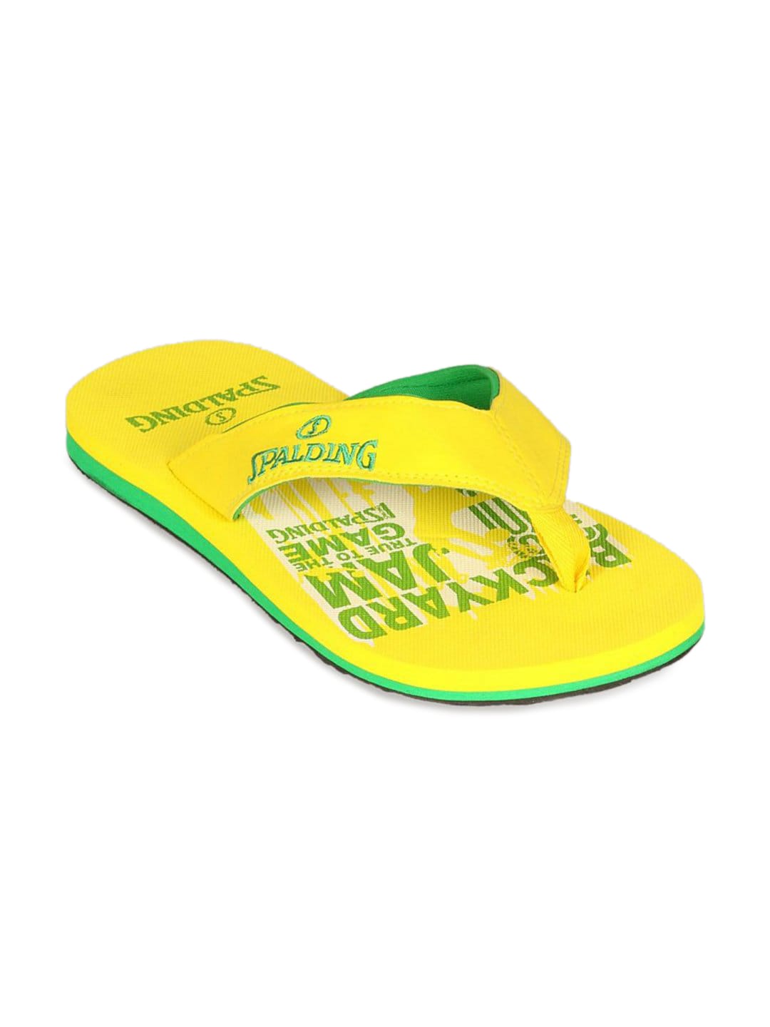 Spalding Men's Yellow And Green With Graphic Flip Flop
