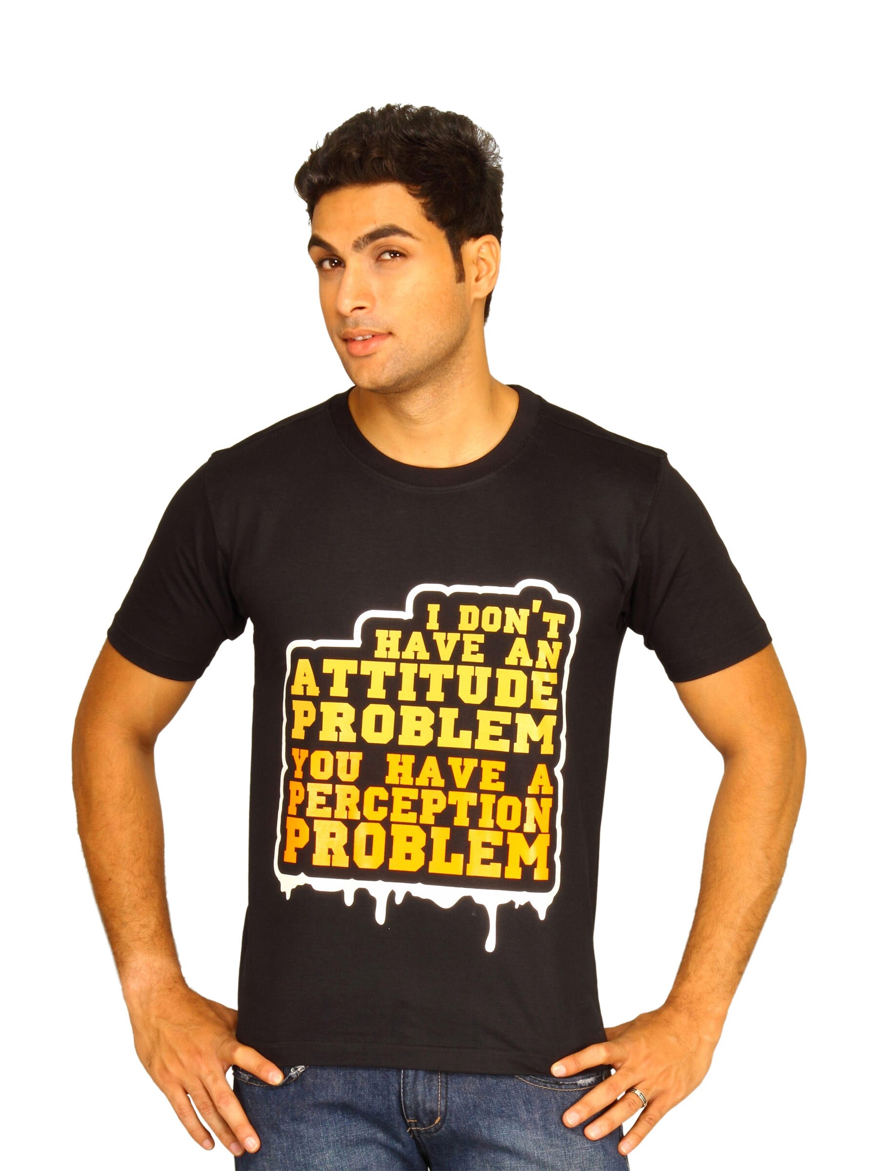 Myntra Men's I don't Have An Attitude Problem Black T-shirt