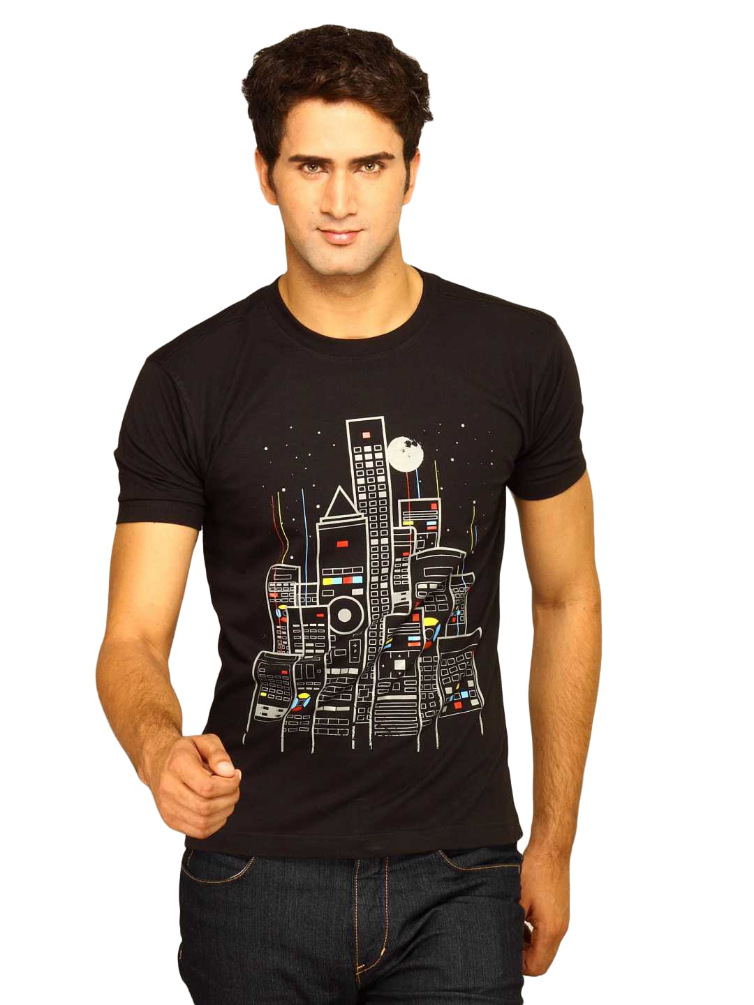 Myntra Men's Remote City Black T-shirt