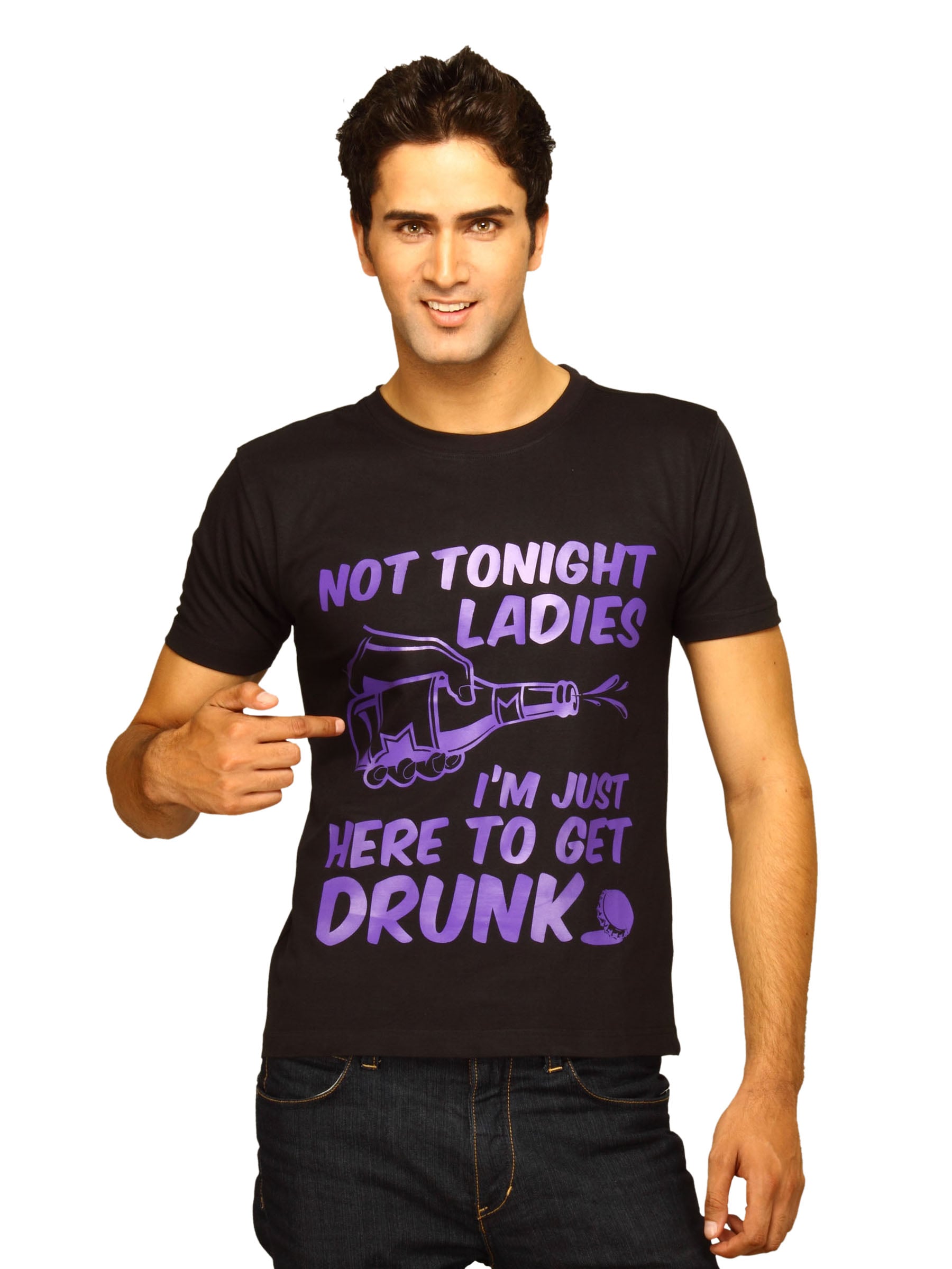 Myntra Men's Not Tonight Ladies I am Just Black T-shirt