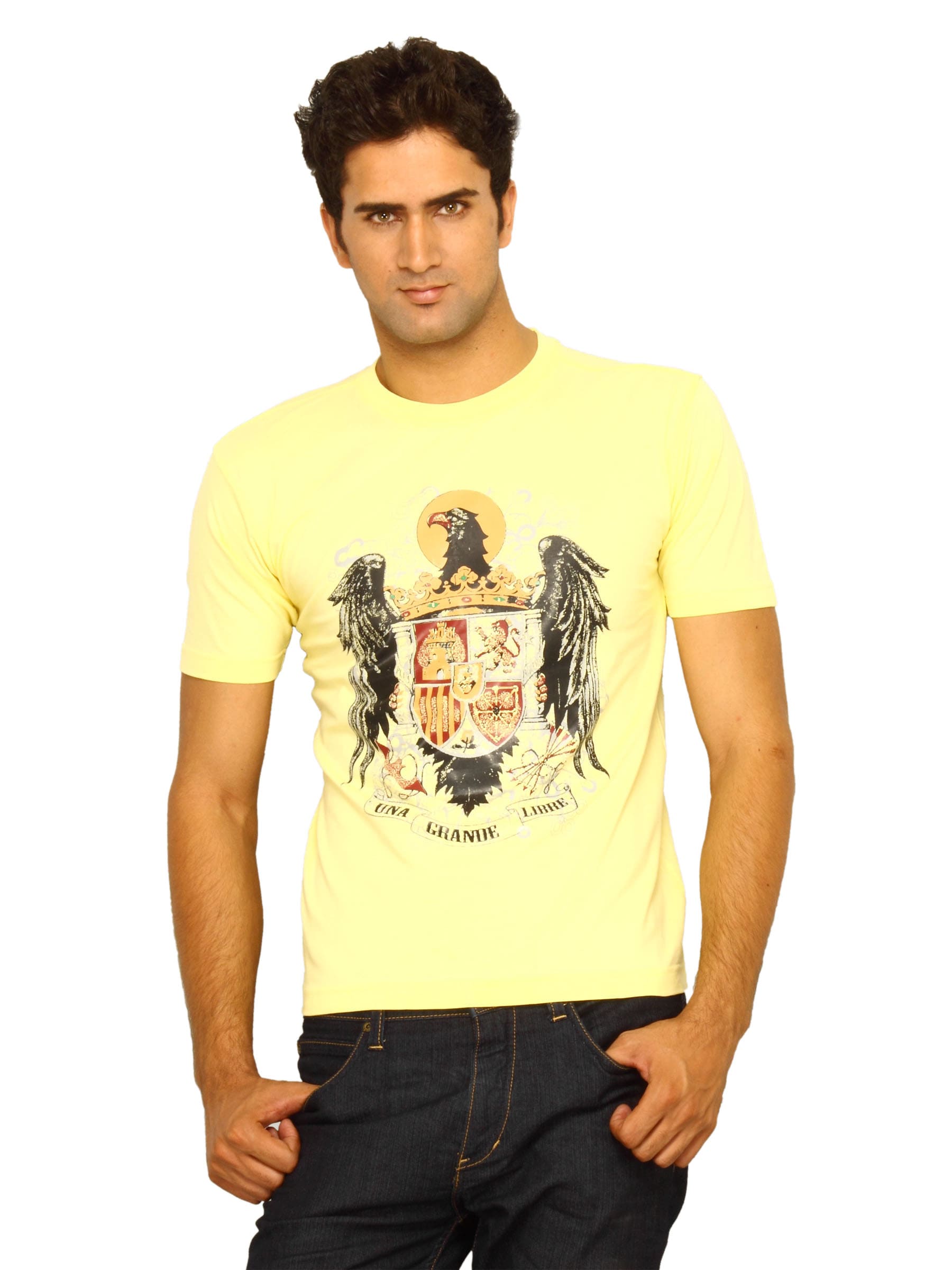 Myntra Men's Eagle Emblem Yellow T-shirt
