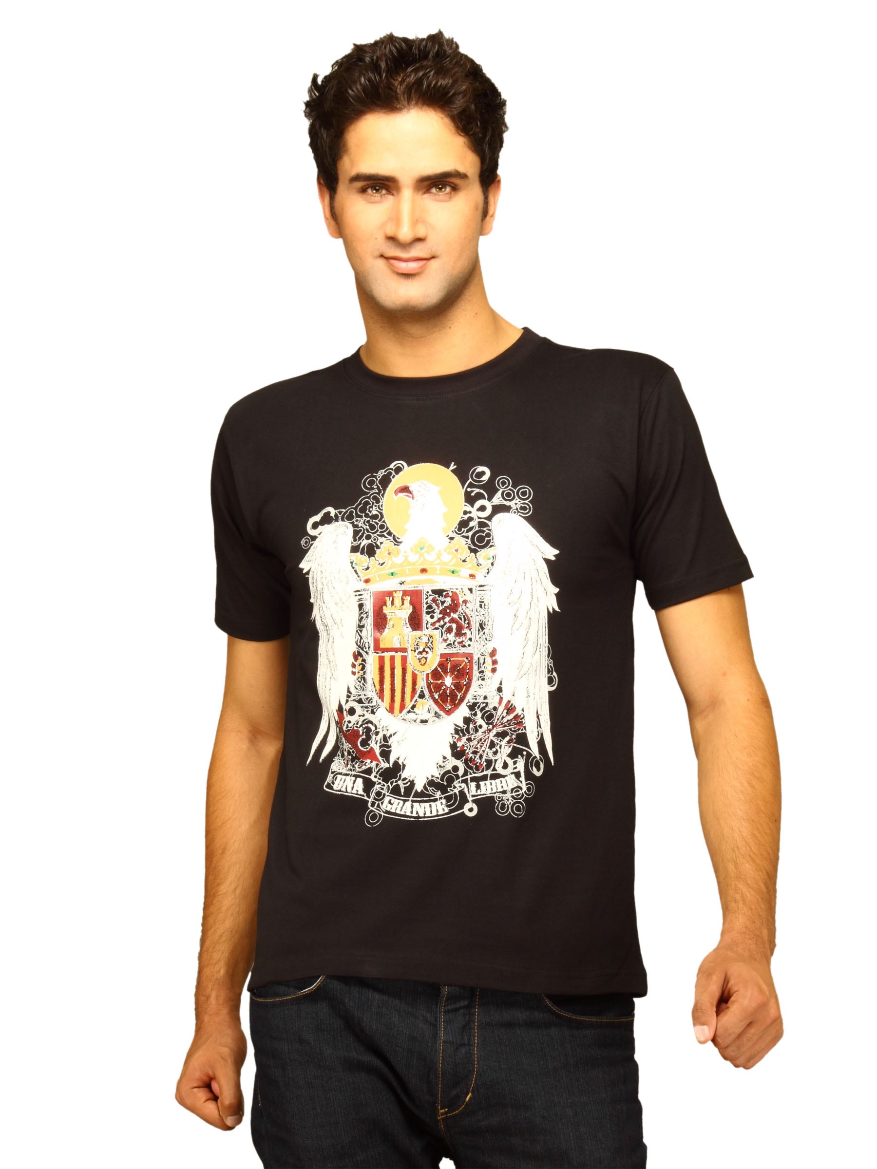 Myntra Men's Eagle Emblem Black T-shirt