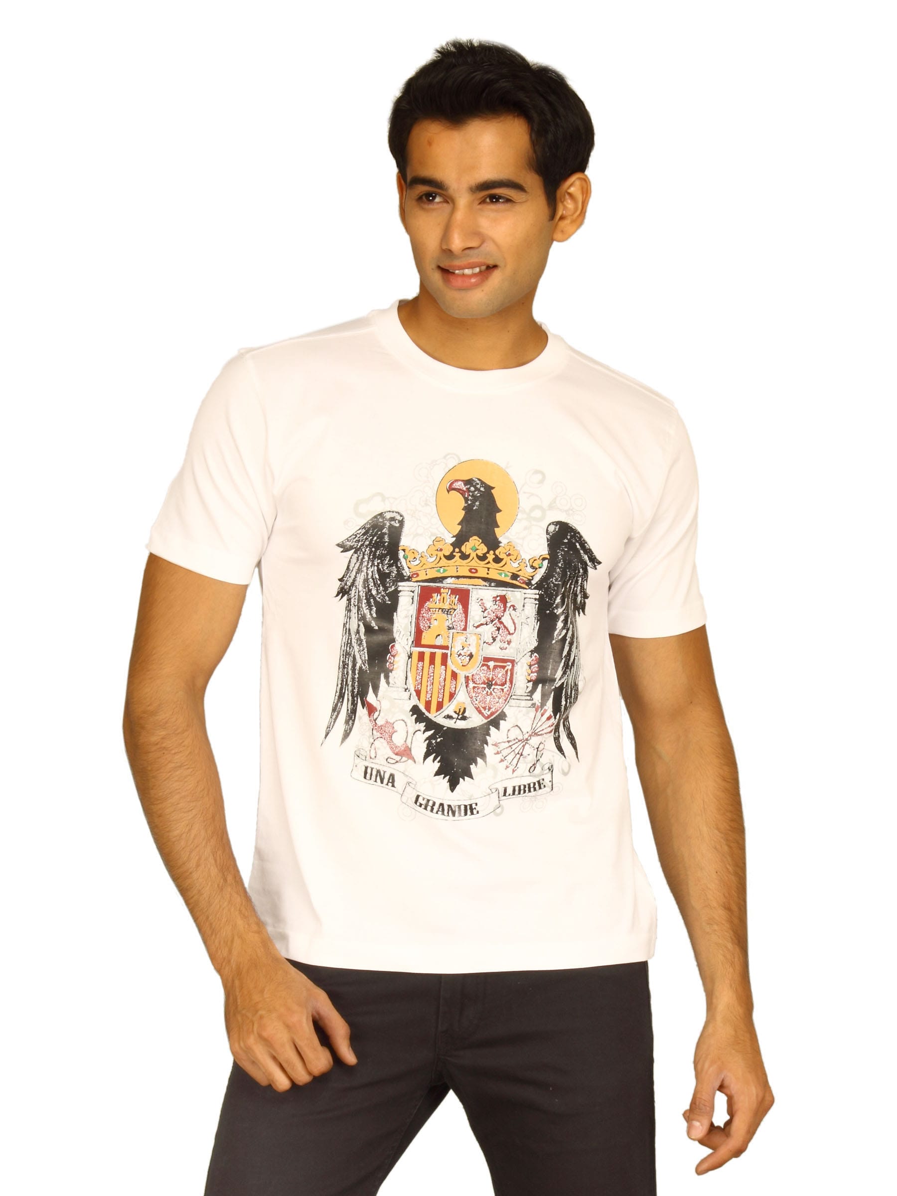 Myntra Men's Eagle Emblem White T-shirt