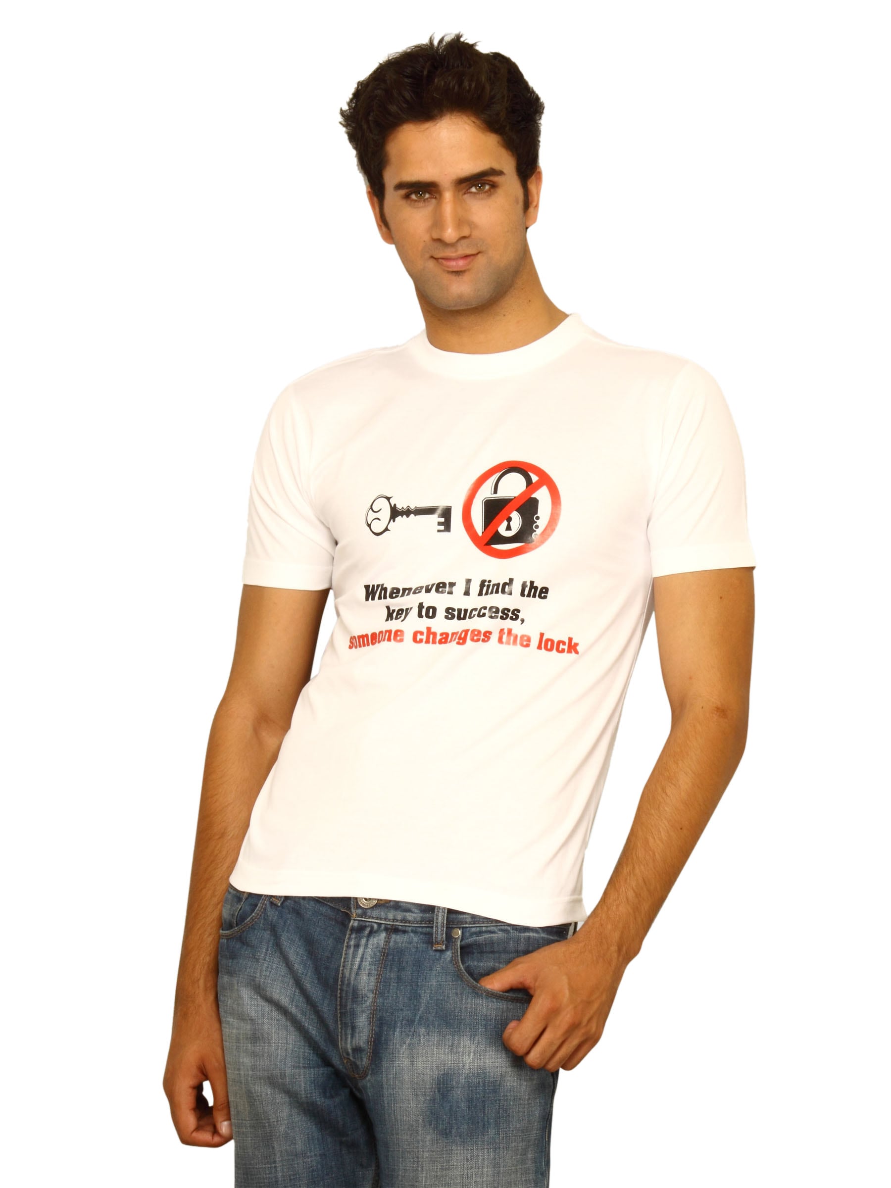 Myntra Men's Key To Success White T-shirt