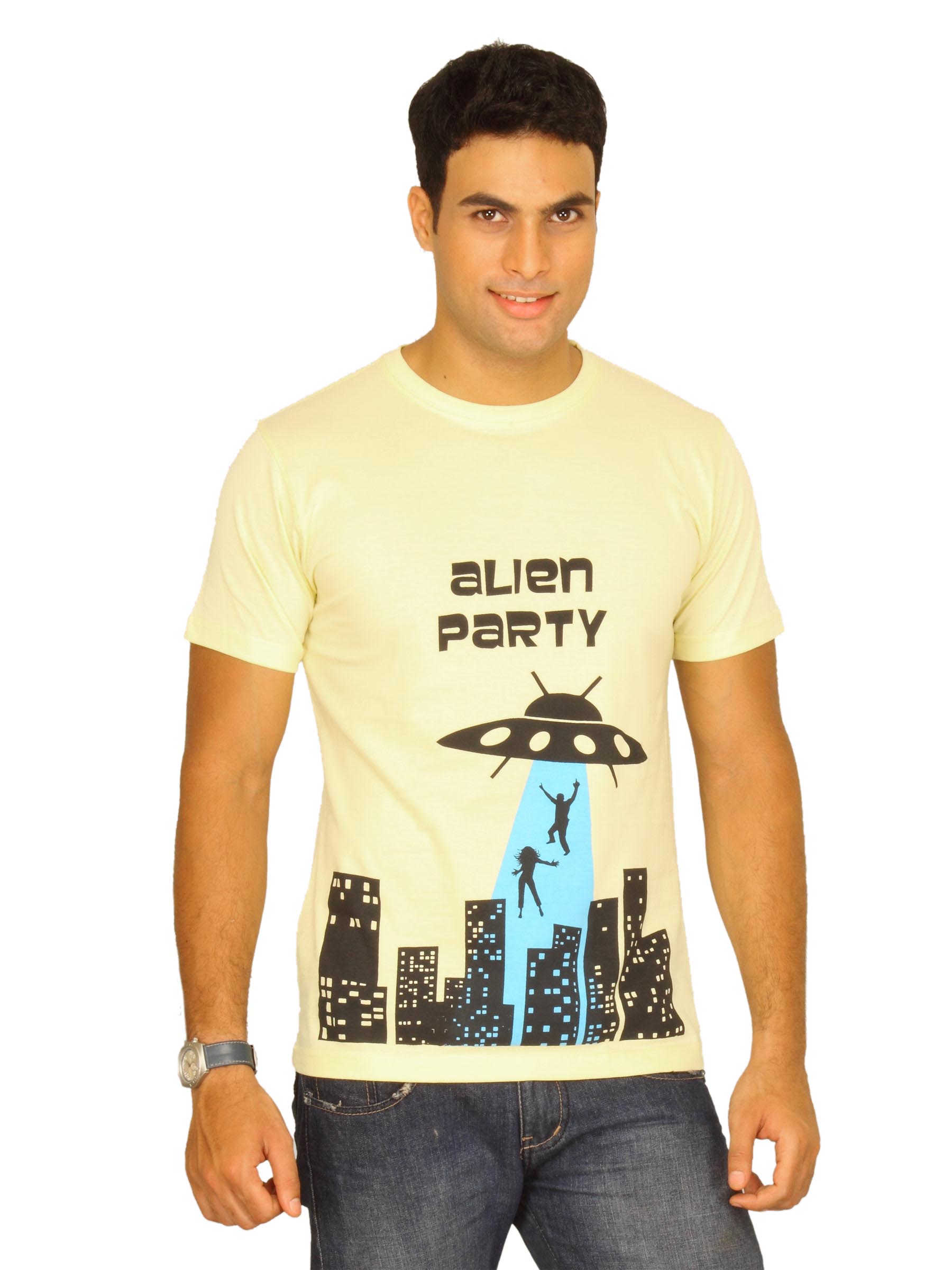 Inkfruit Men's Alien Party Lemon Yellow T-shirt