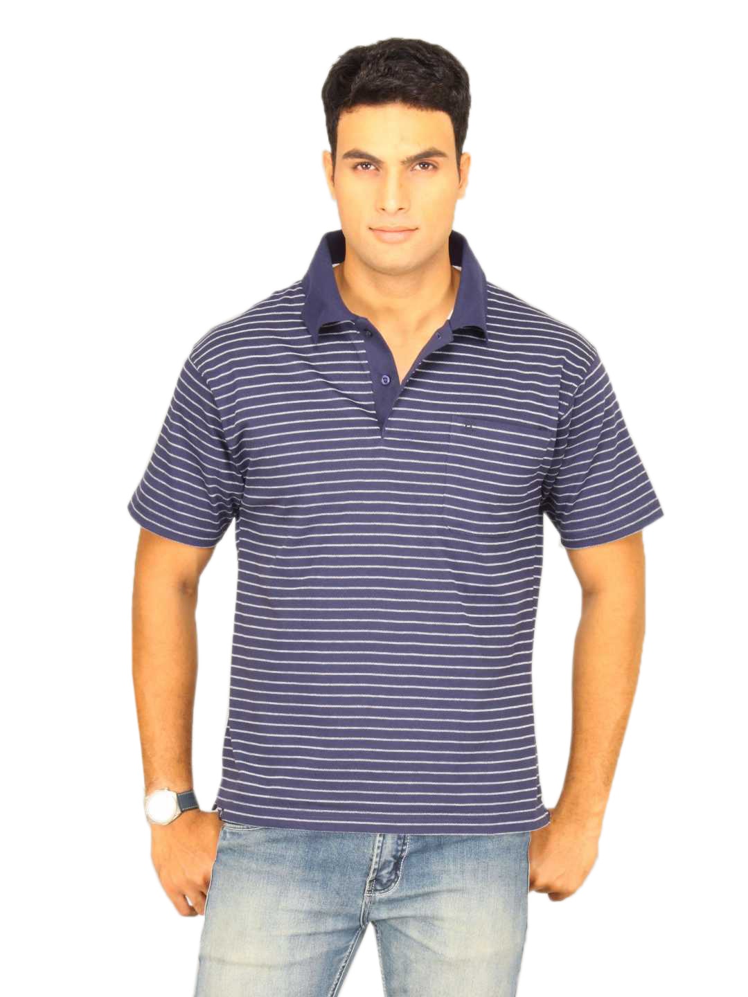 Classic Polo Men's Navy With White Stripes T-shirt