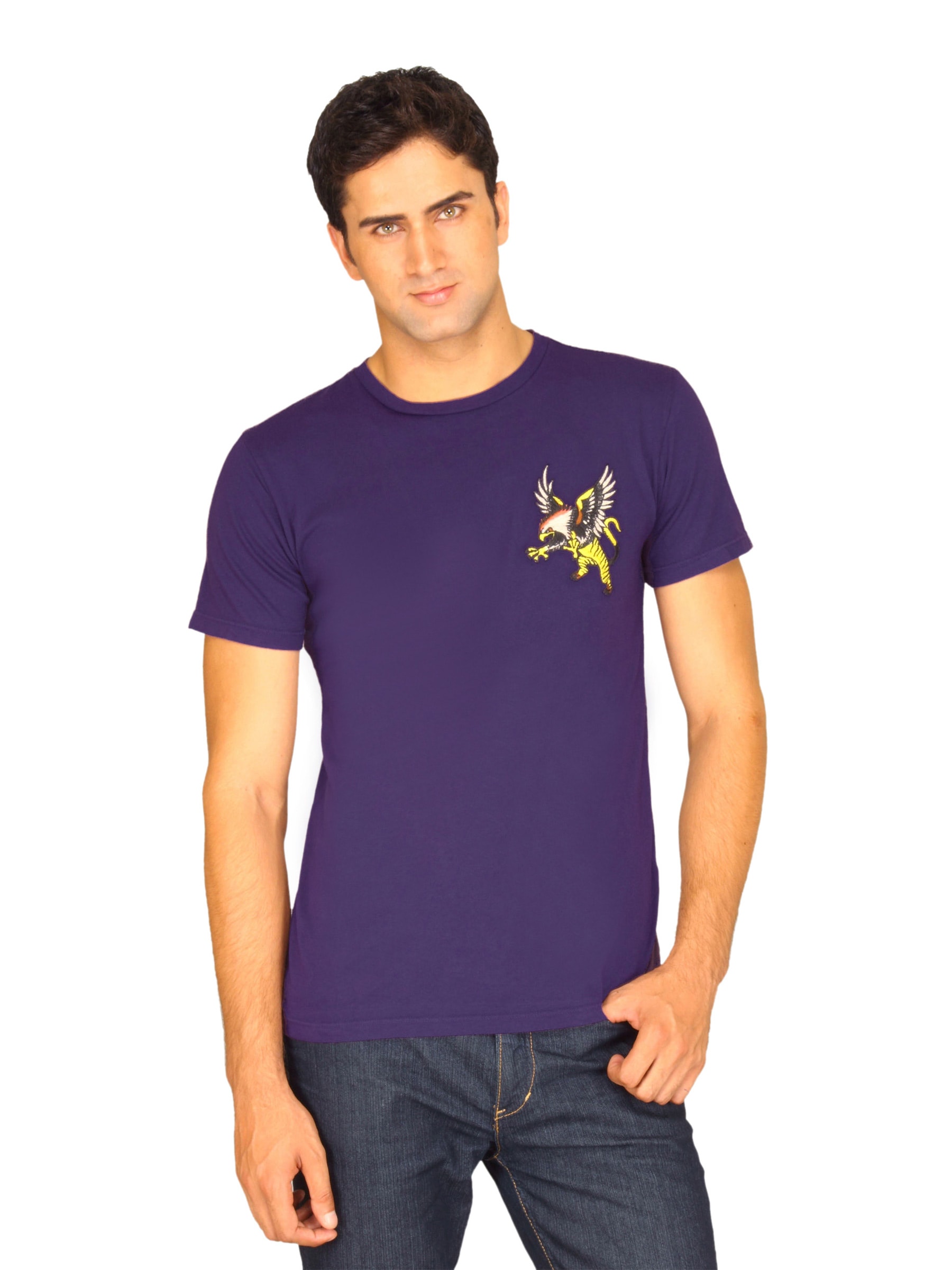Ed Hardy Men's Eagle Tiger Purple T-shirt