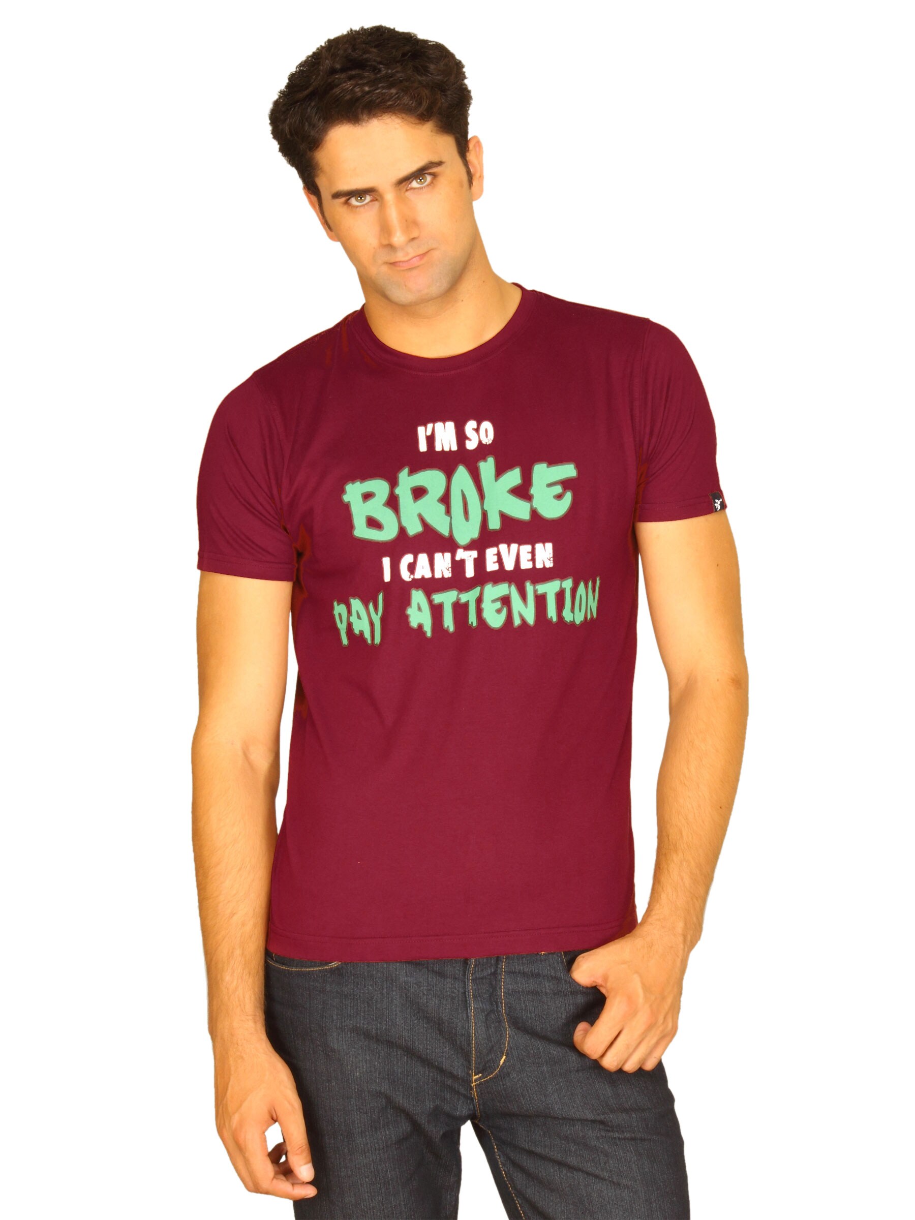 Probase Men's I'M So Broke Maroon T-shirt