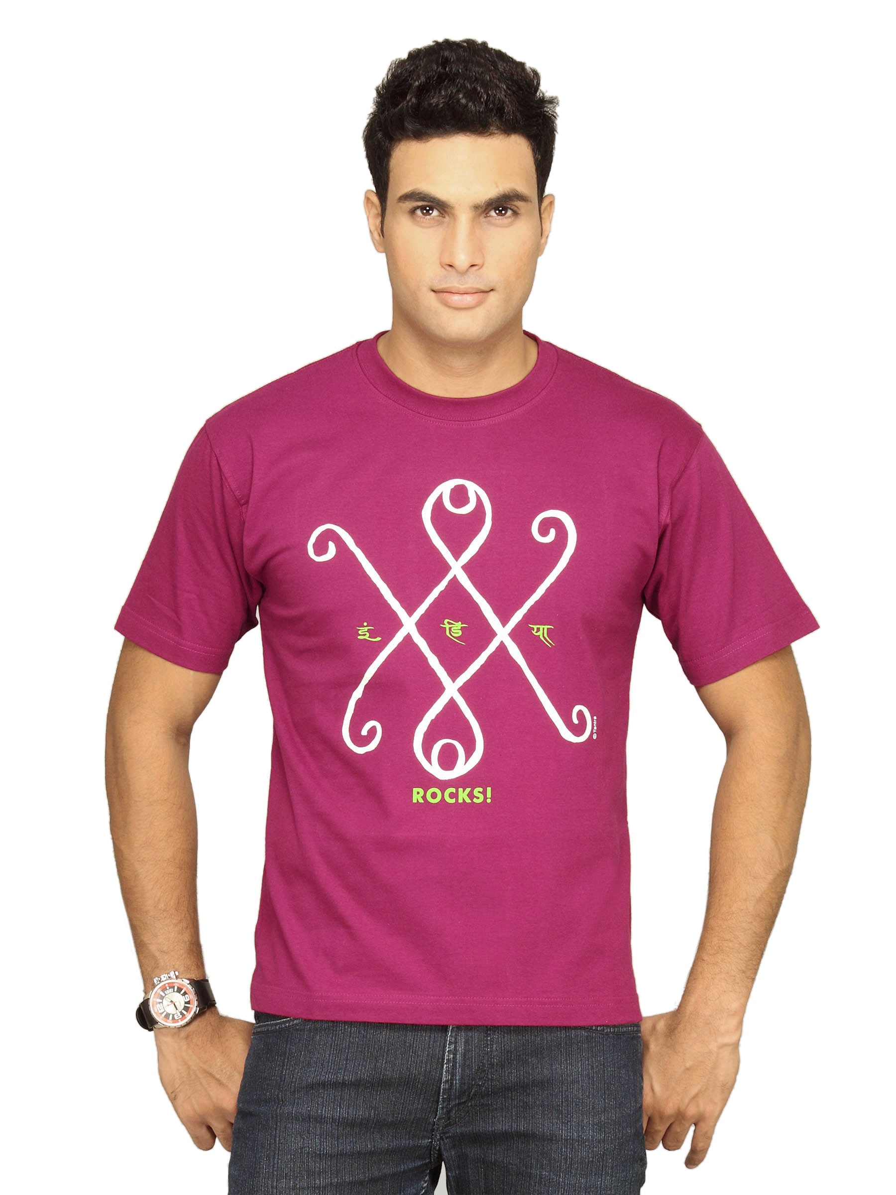 Tantra Men's India Rocks Burgandy T-shirt