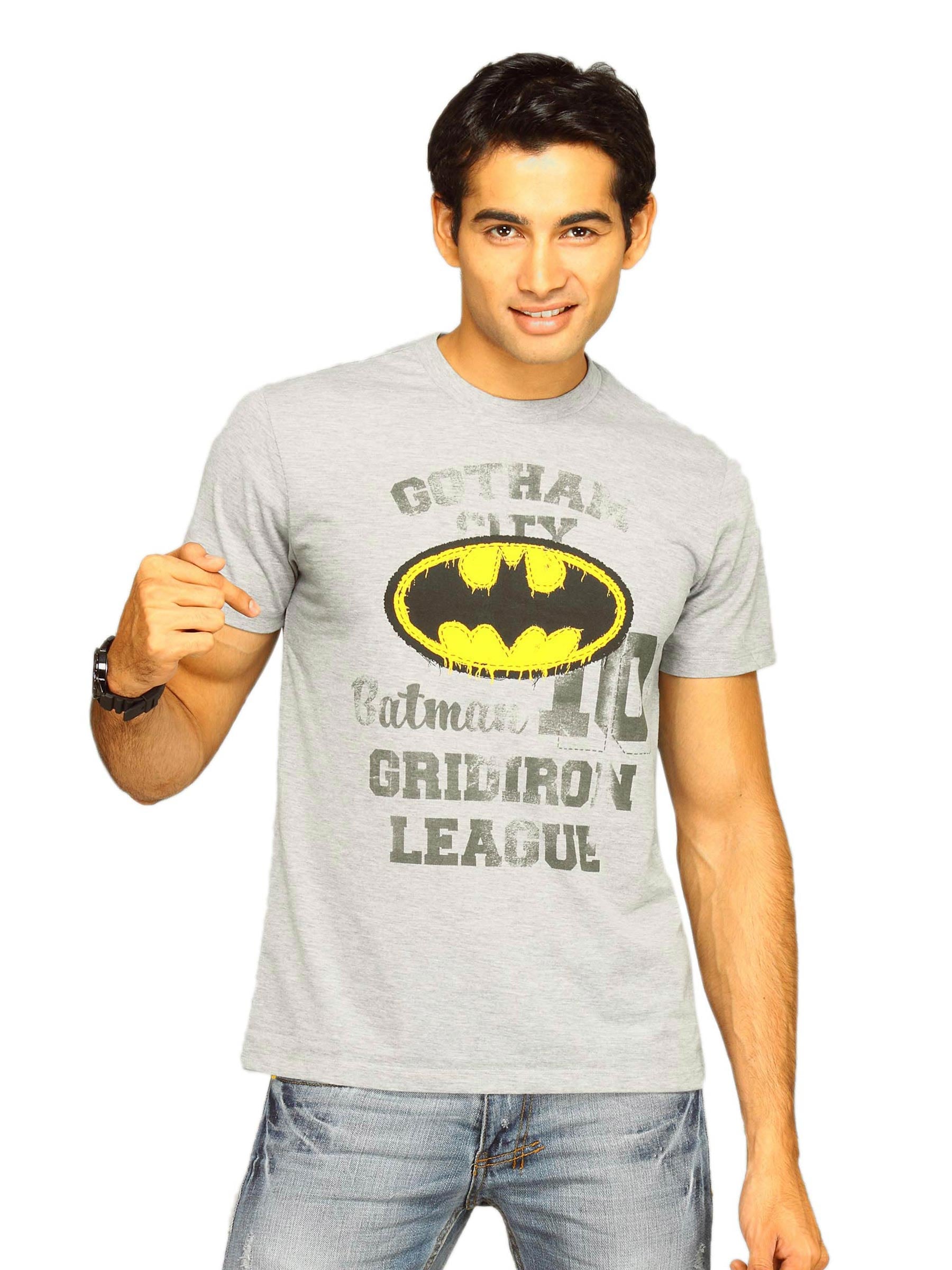 Batman Men's Batman Applique Shei Grey T-shirt