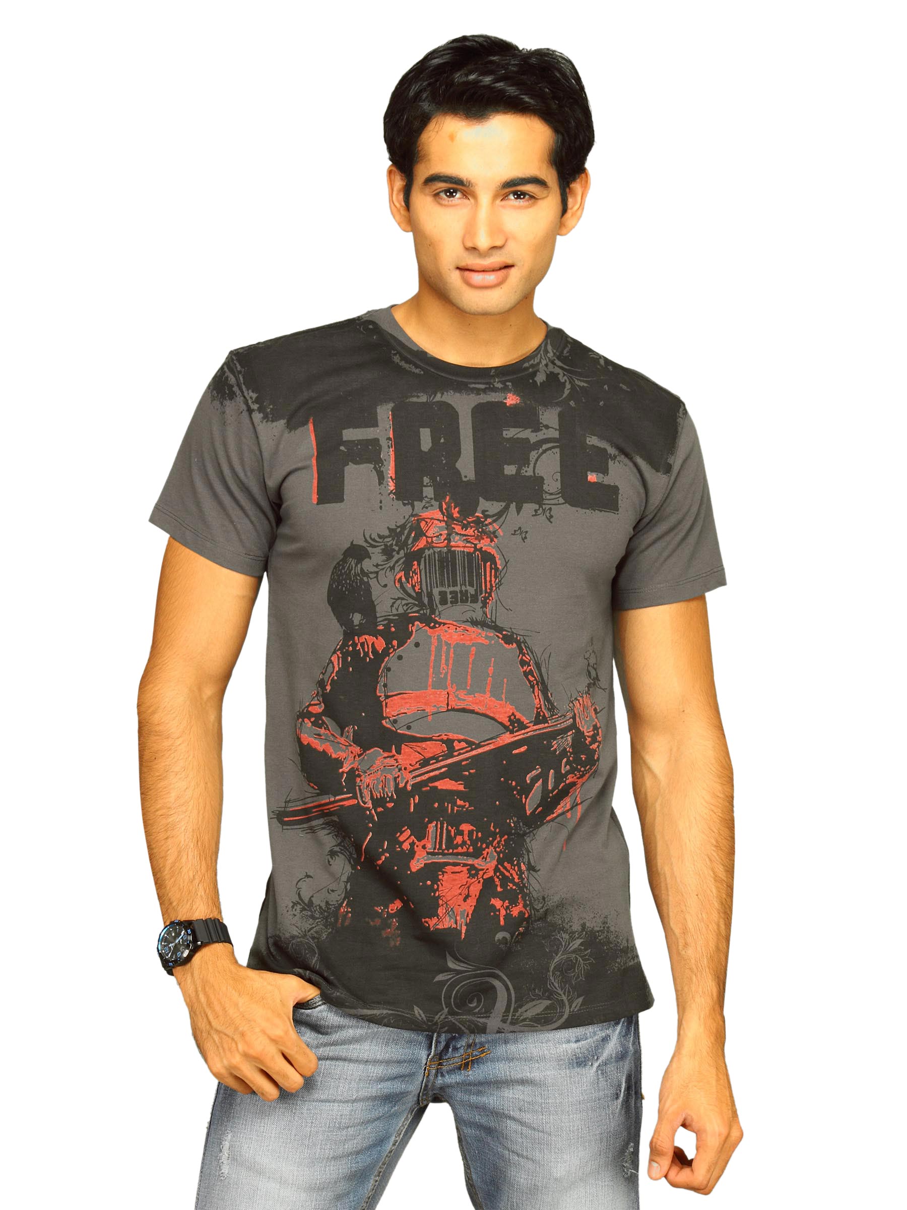 Free Authority Men's Army Washed Grey T-shirt