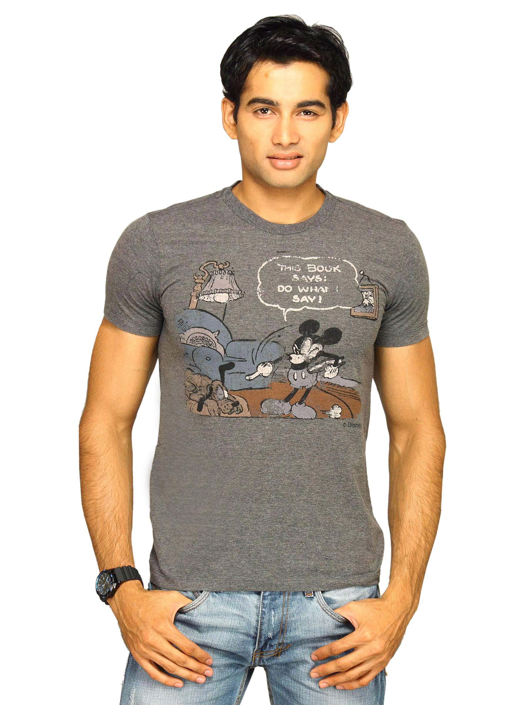 Mickey Men's Pluto Order Comic Charcoal T-shirt