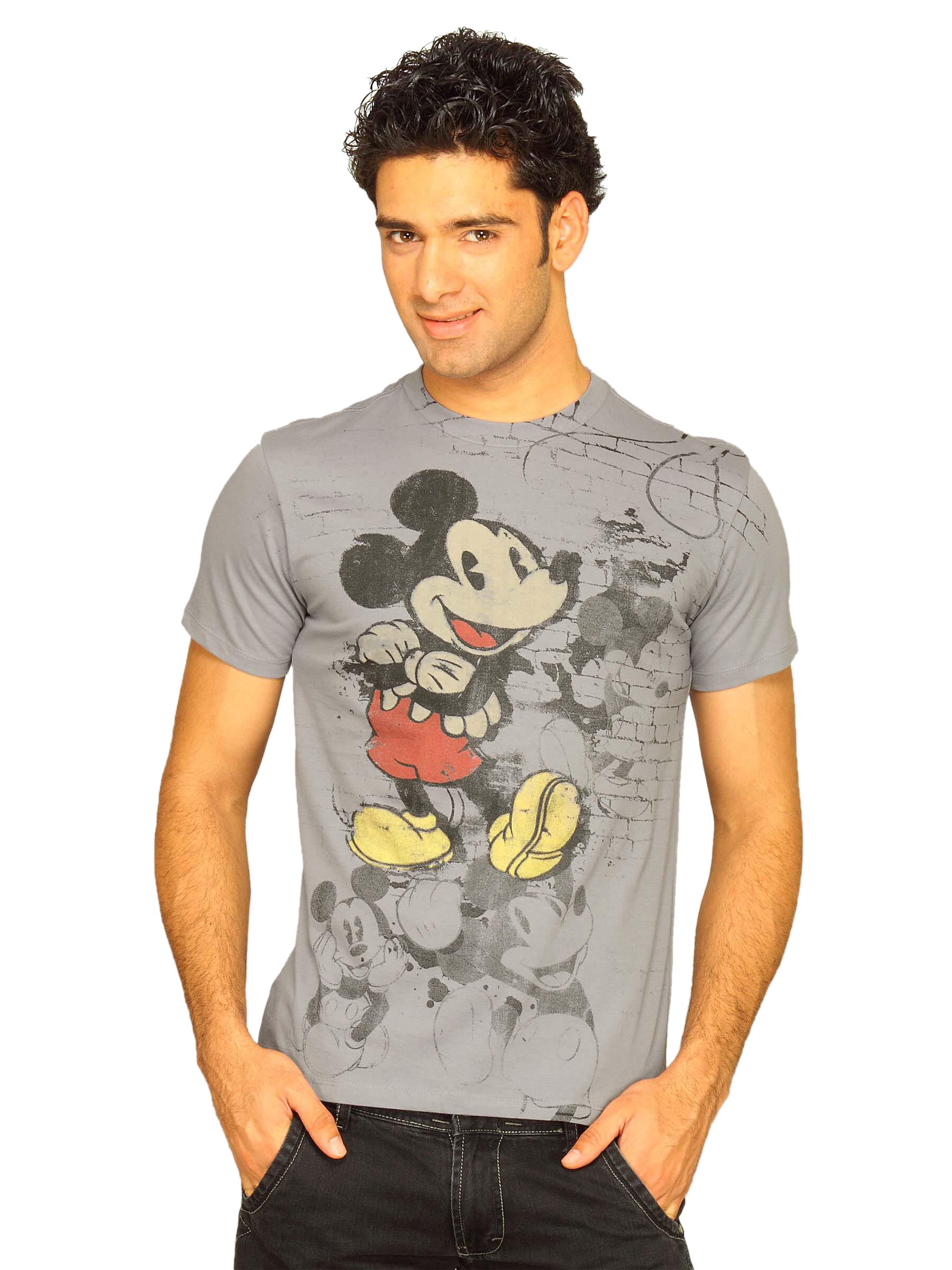 Mickey Men's Micky Wall Graphitti Playful Grey Violet T-shirt
