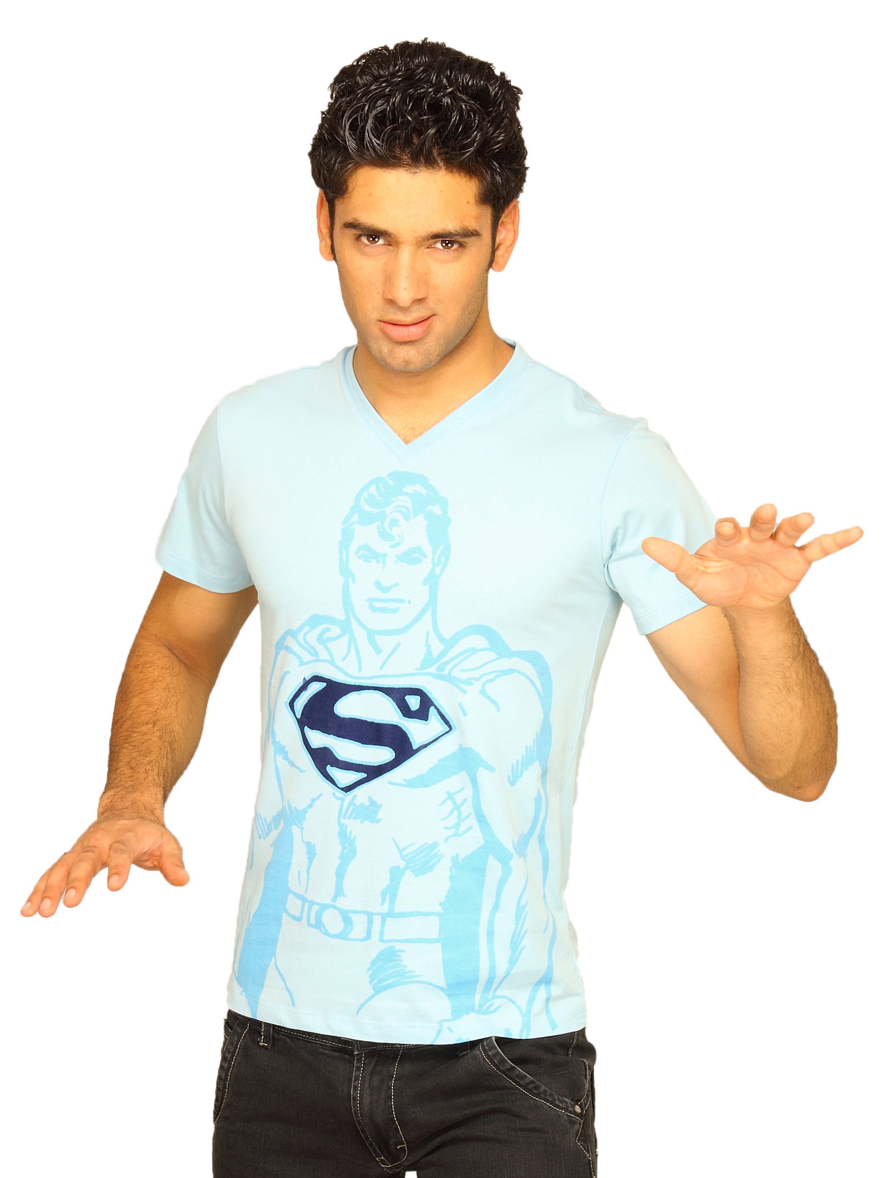 Superman Men's Silhouette Light Blue T-shirt
