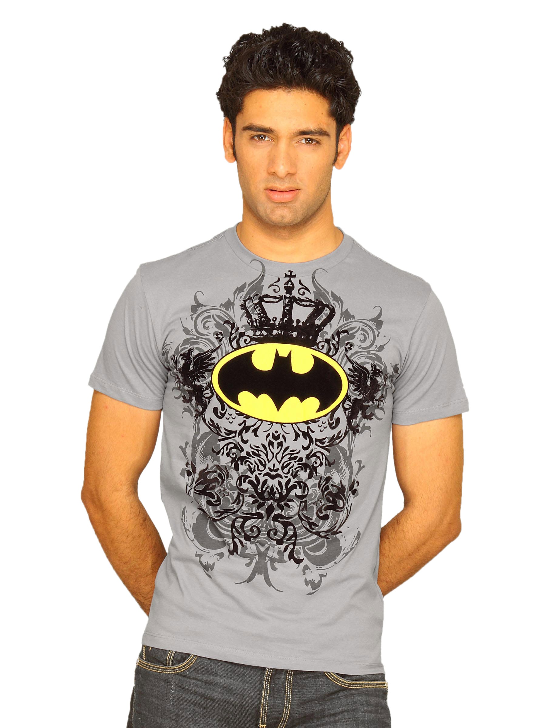 Batman Men's Affliction Grey Violet T-shirt