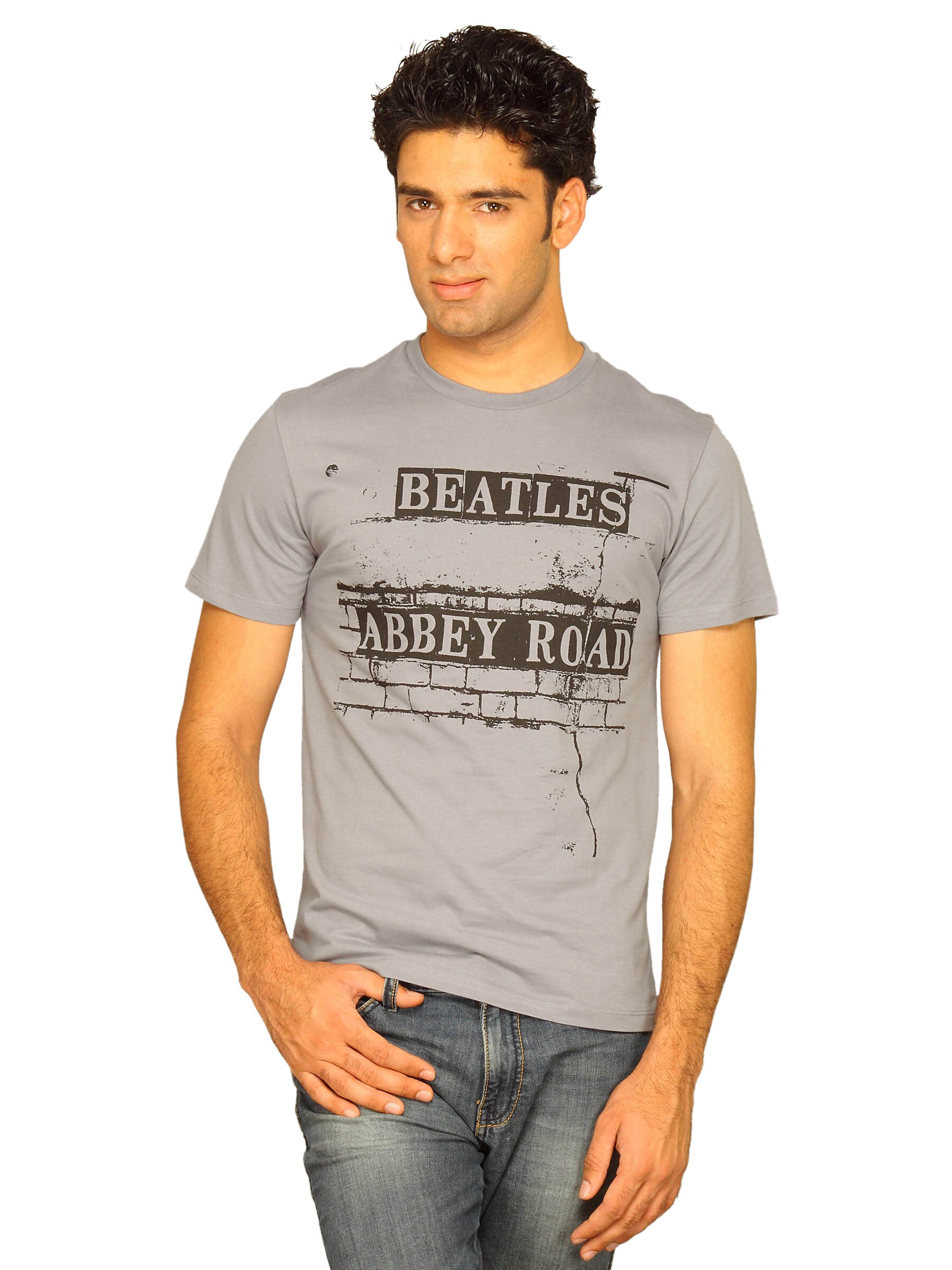 Beatles Men's The Beatles Brick Road Grey Violet T-shirt