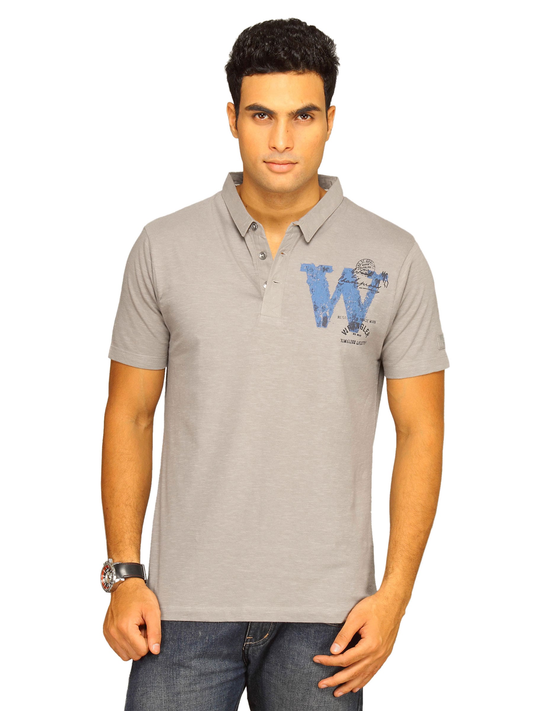 Wrangler Men's Convertible Slub Grey T-shirt