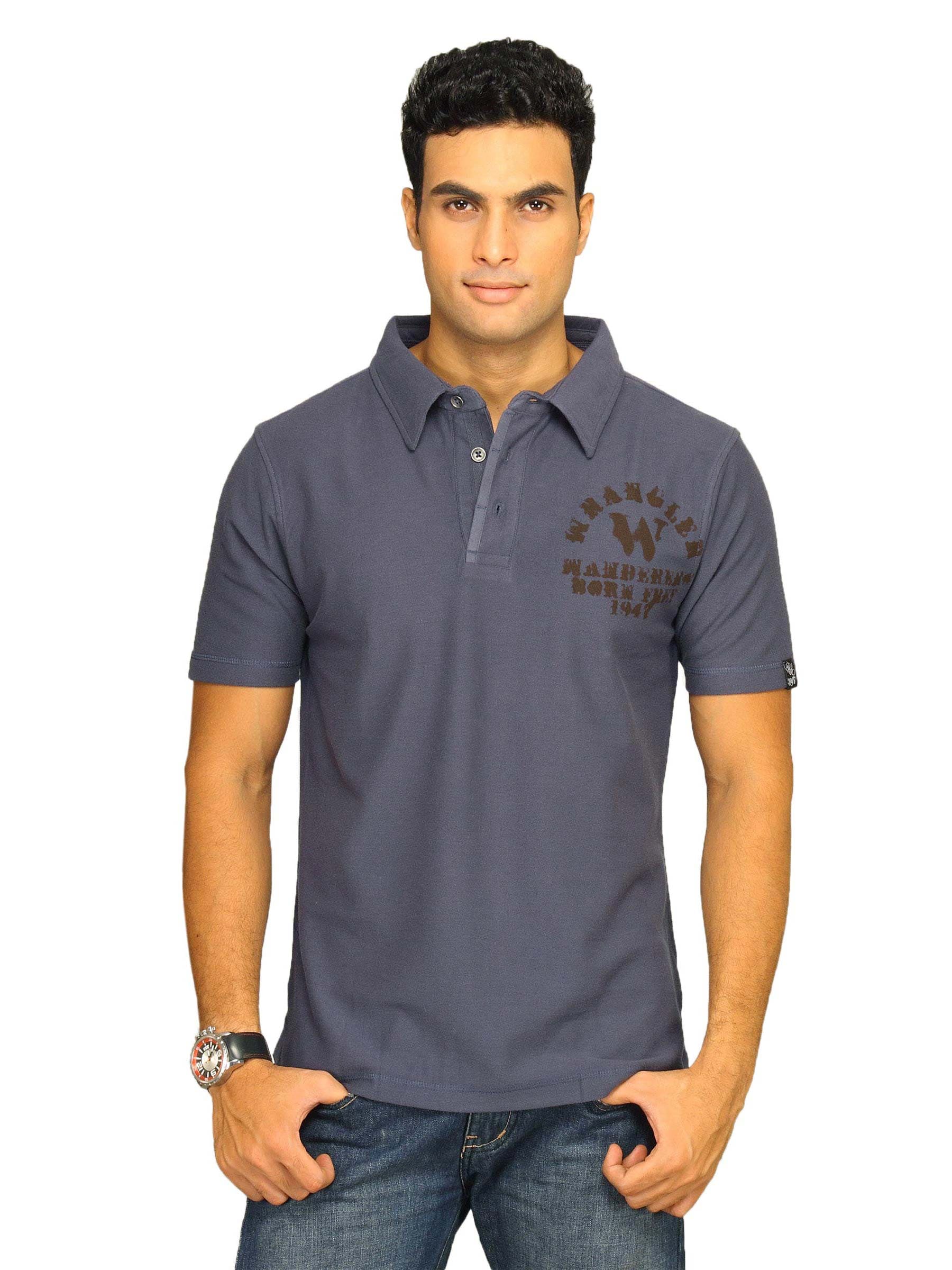 Wrangler Men's Reverse Polo Pique Navy Blue T-shirt