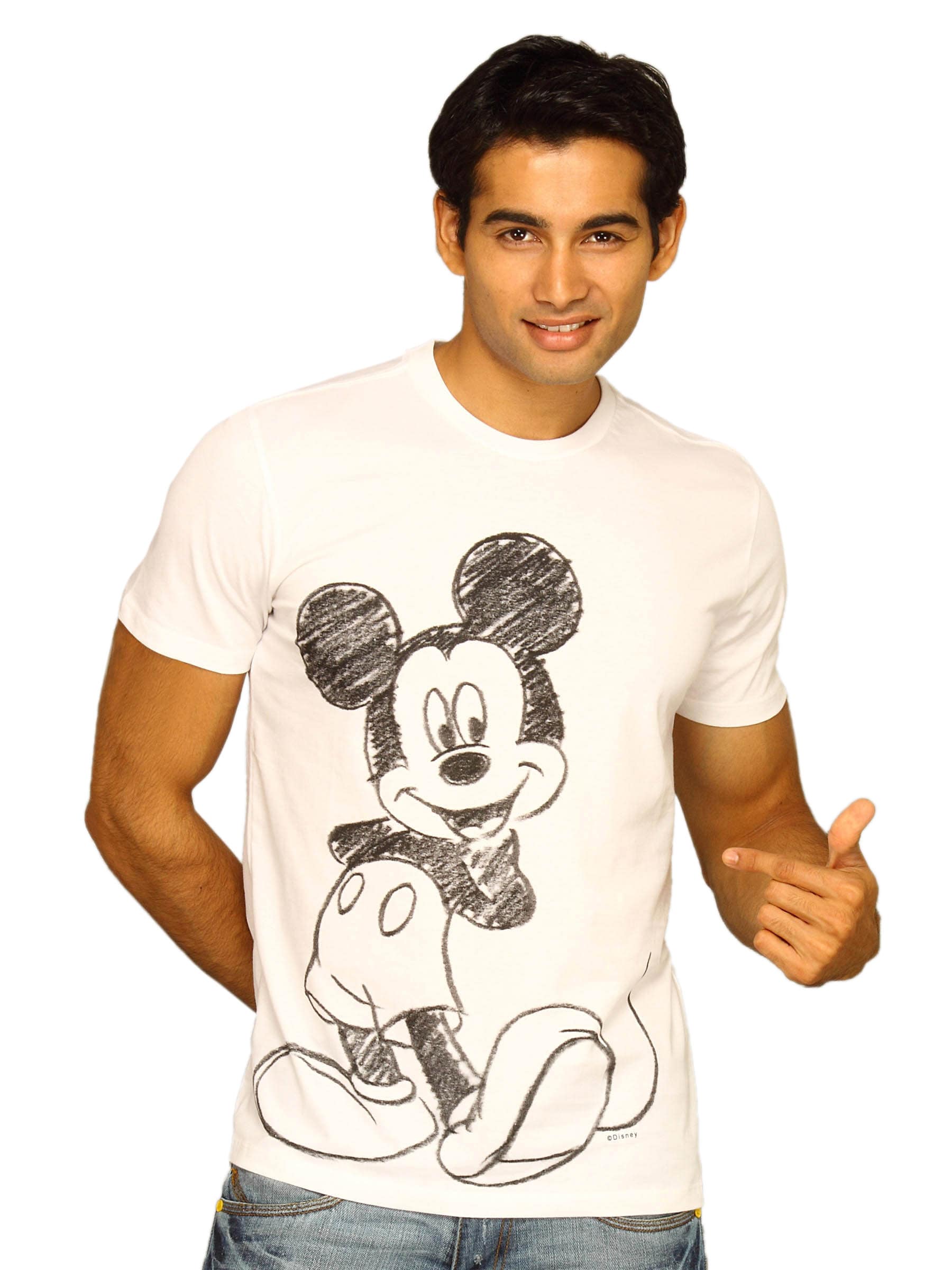 Mickey Men's Mickey Hand Sketch Illustrat White T-shirt