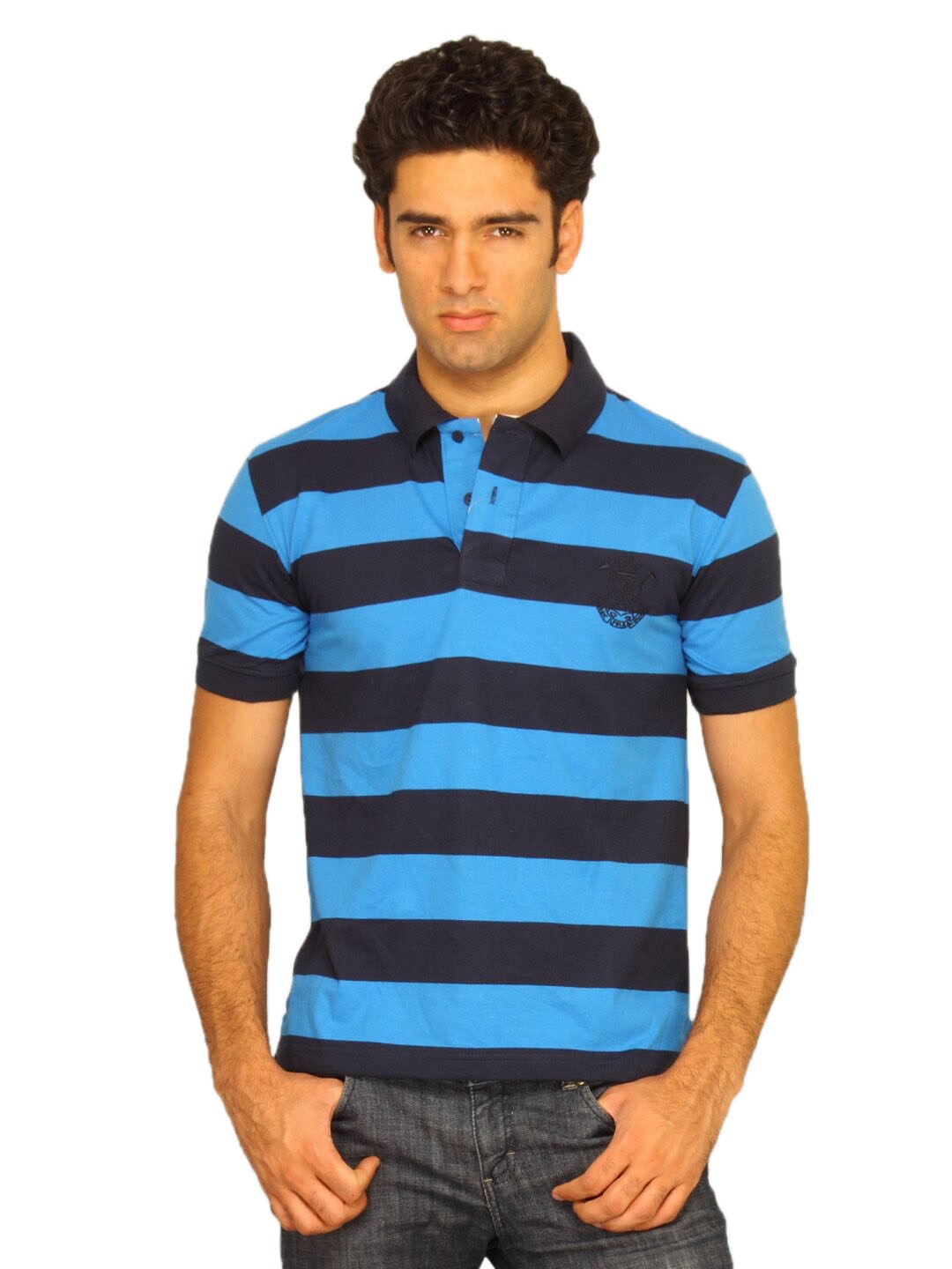 Classic Polo Men's Blue T-shirt with Black Stripe
