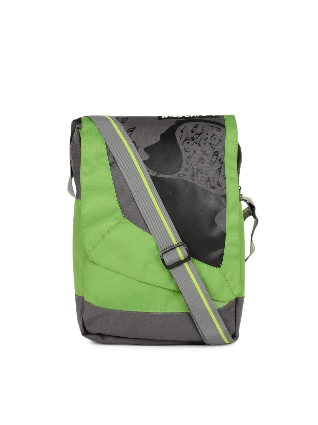 Wildcraft Unisex Green & Grey Printed Sling Bag