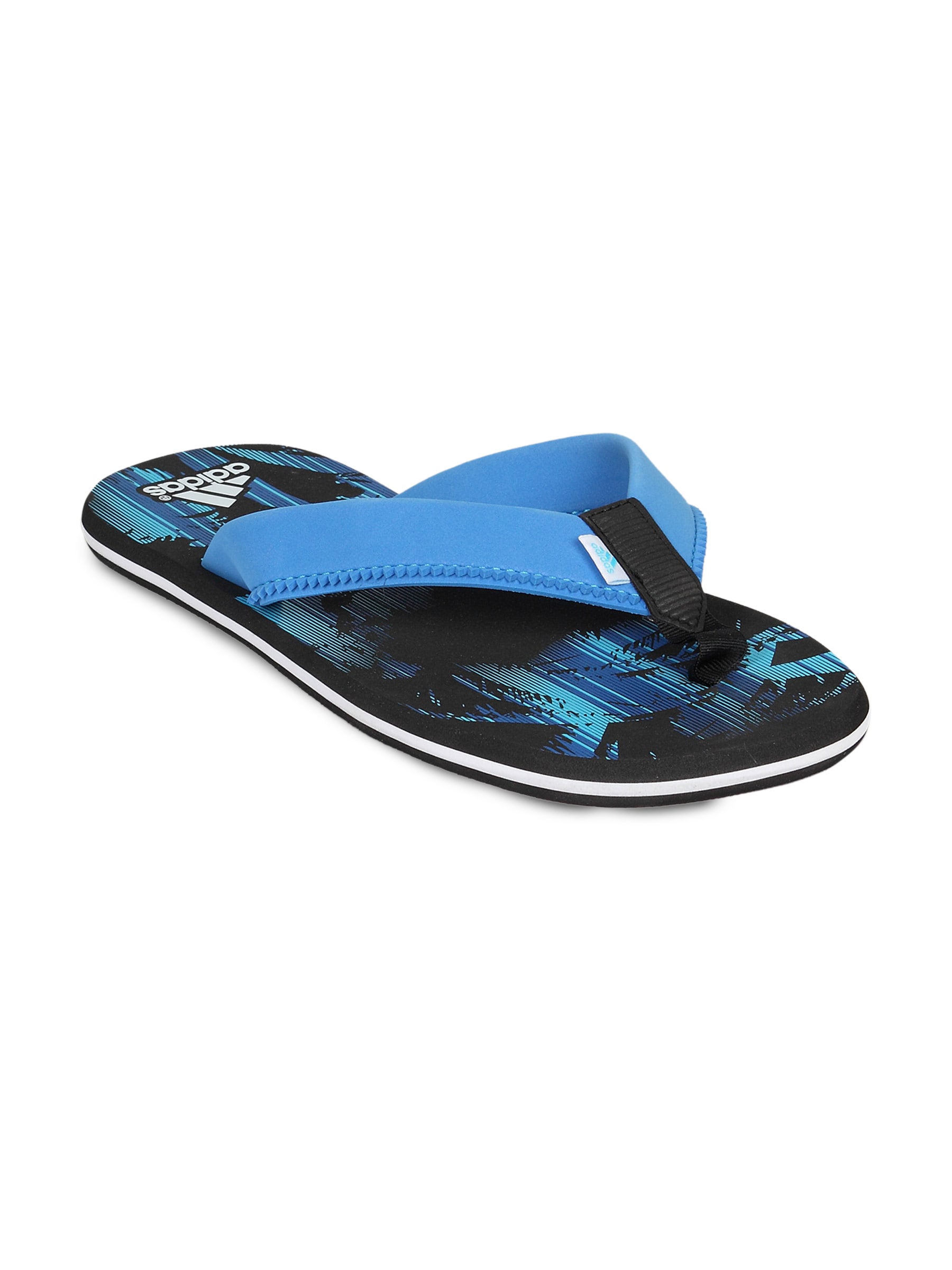 ADIDAS Men's Chewang Slides Black Blue Flip Flops