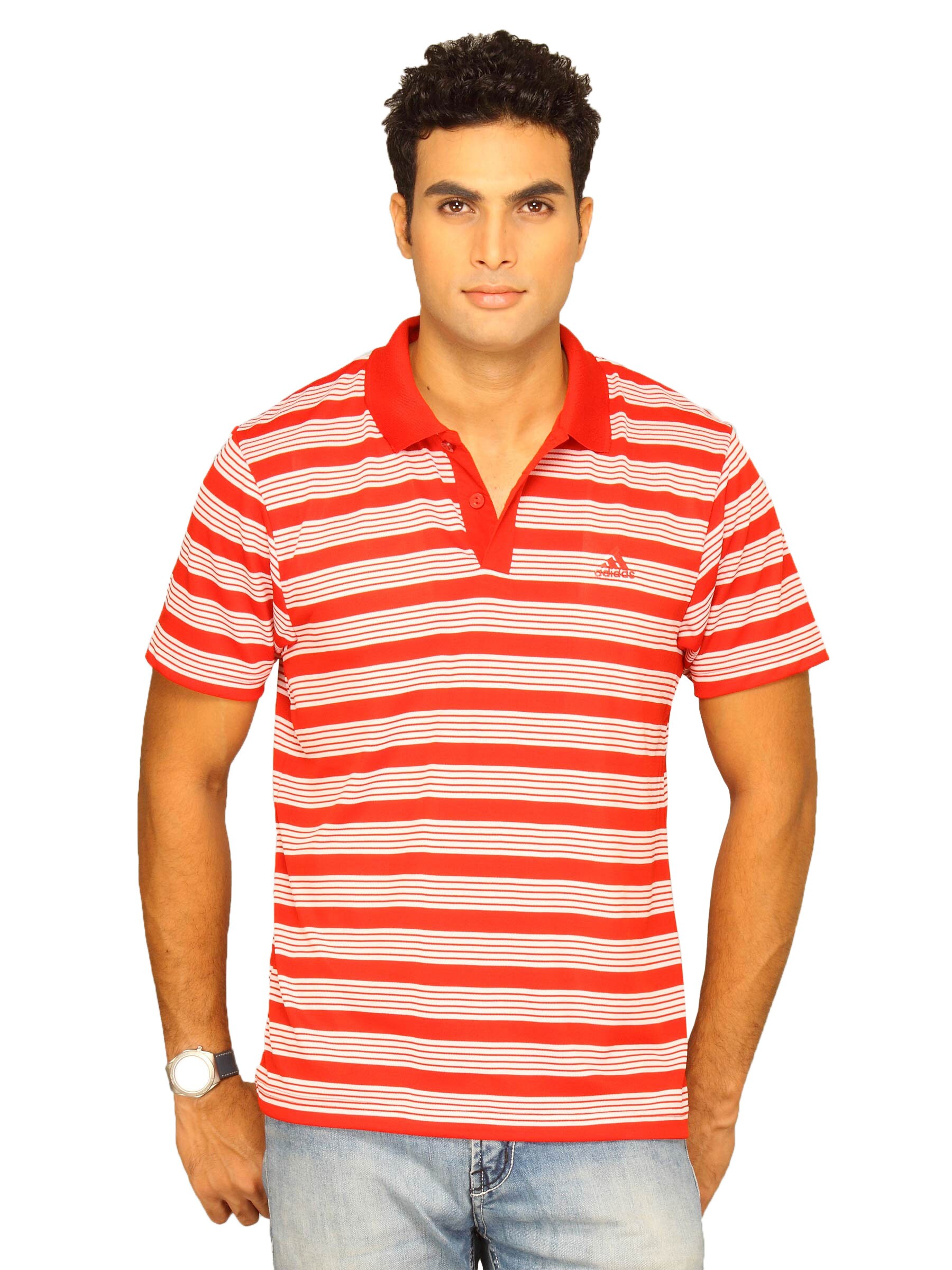 ADIDAS Men's Polo Red Polo T-shirt
