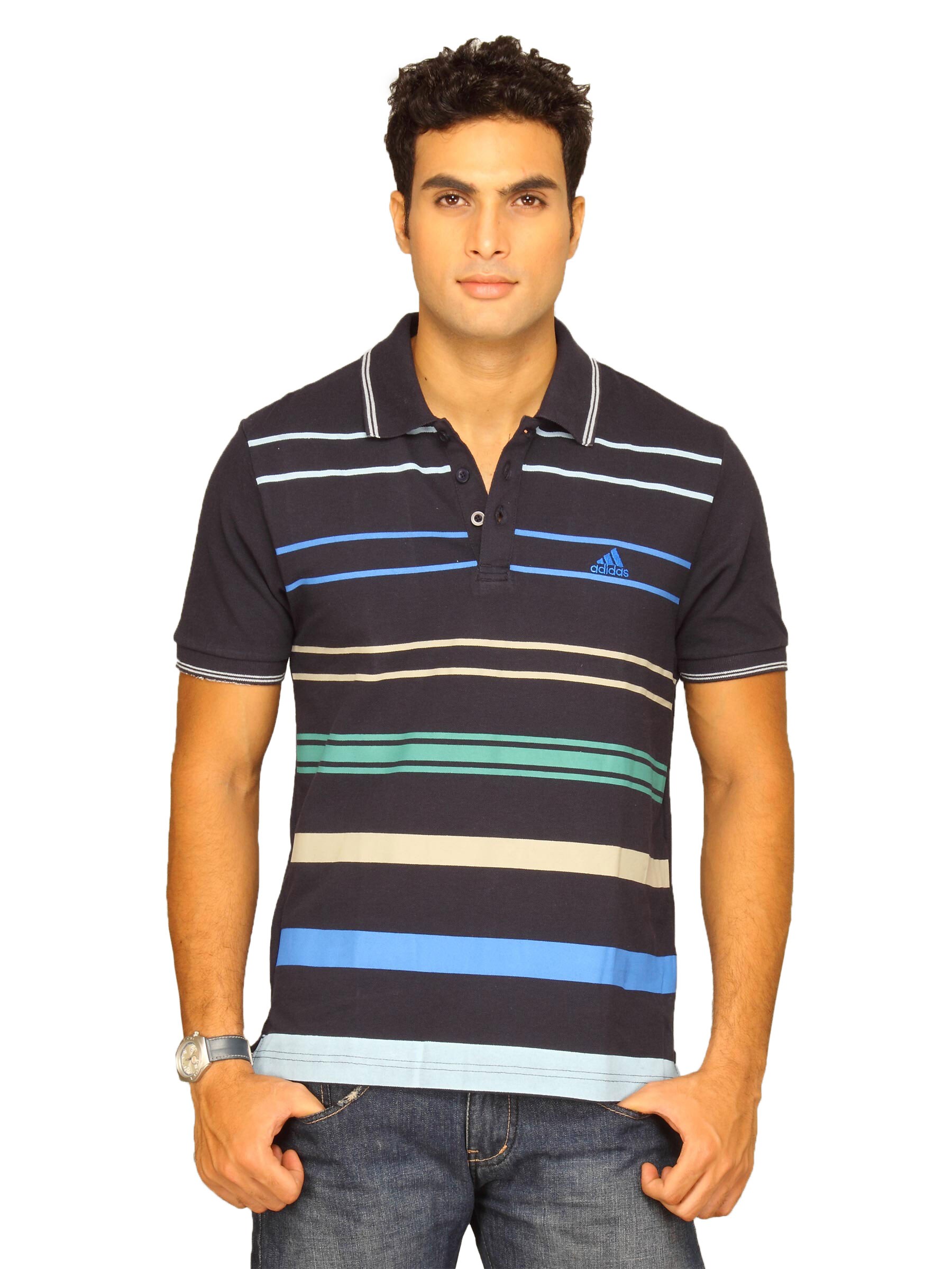 ADIDAS Men's Navy Blue Polo T-shirt