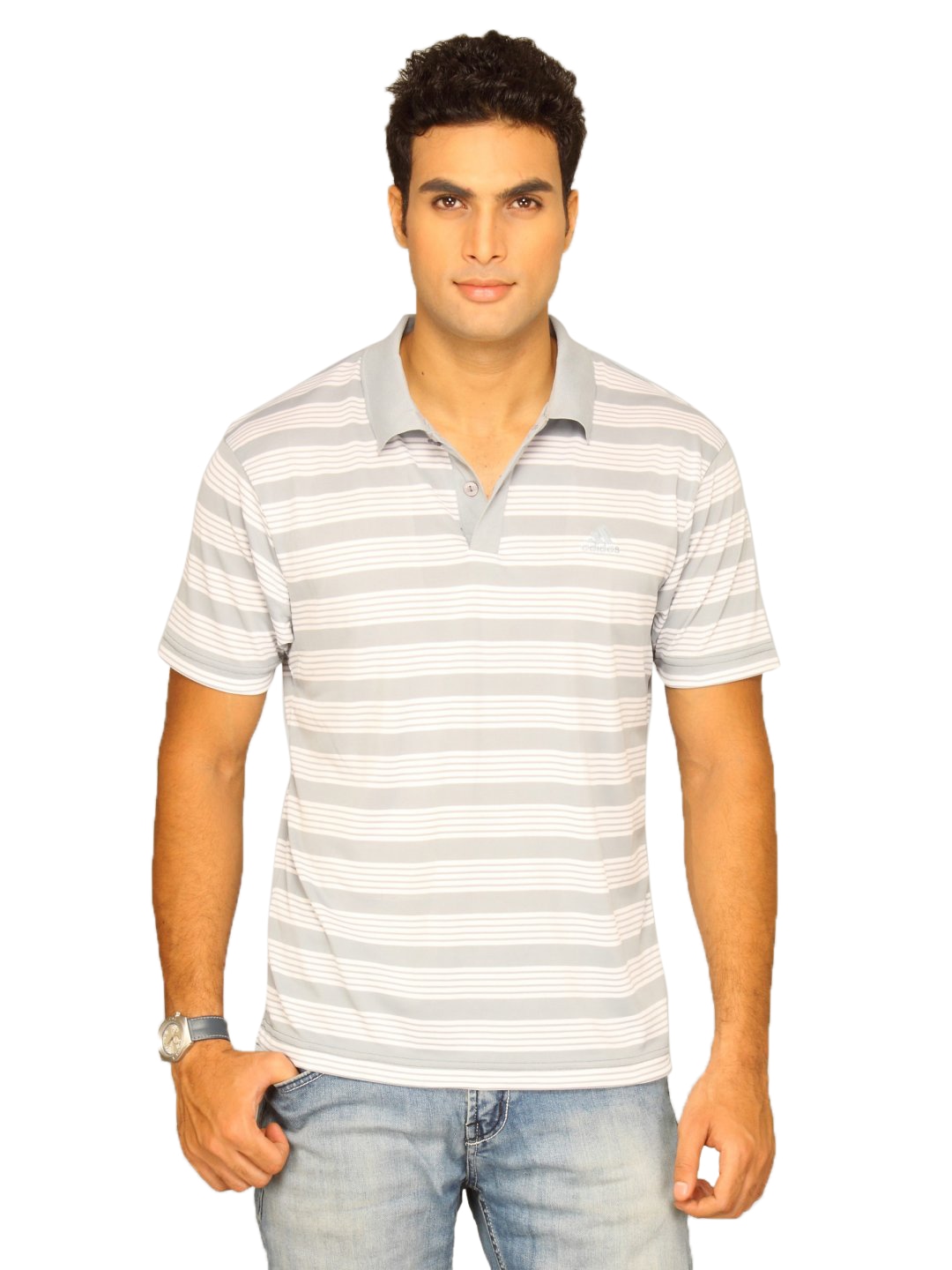 ADIDAS Men's Perf Str Polo Light Grey T-Shirt