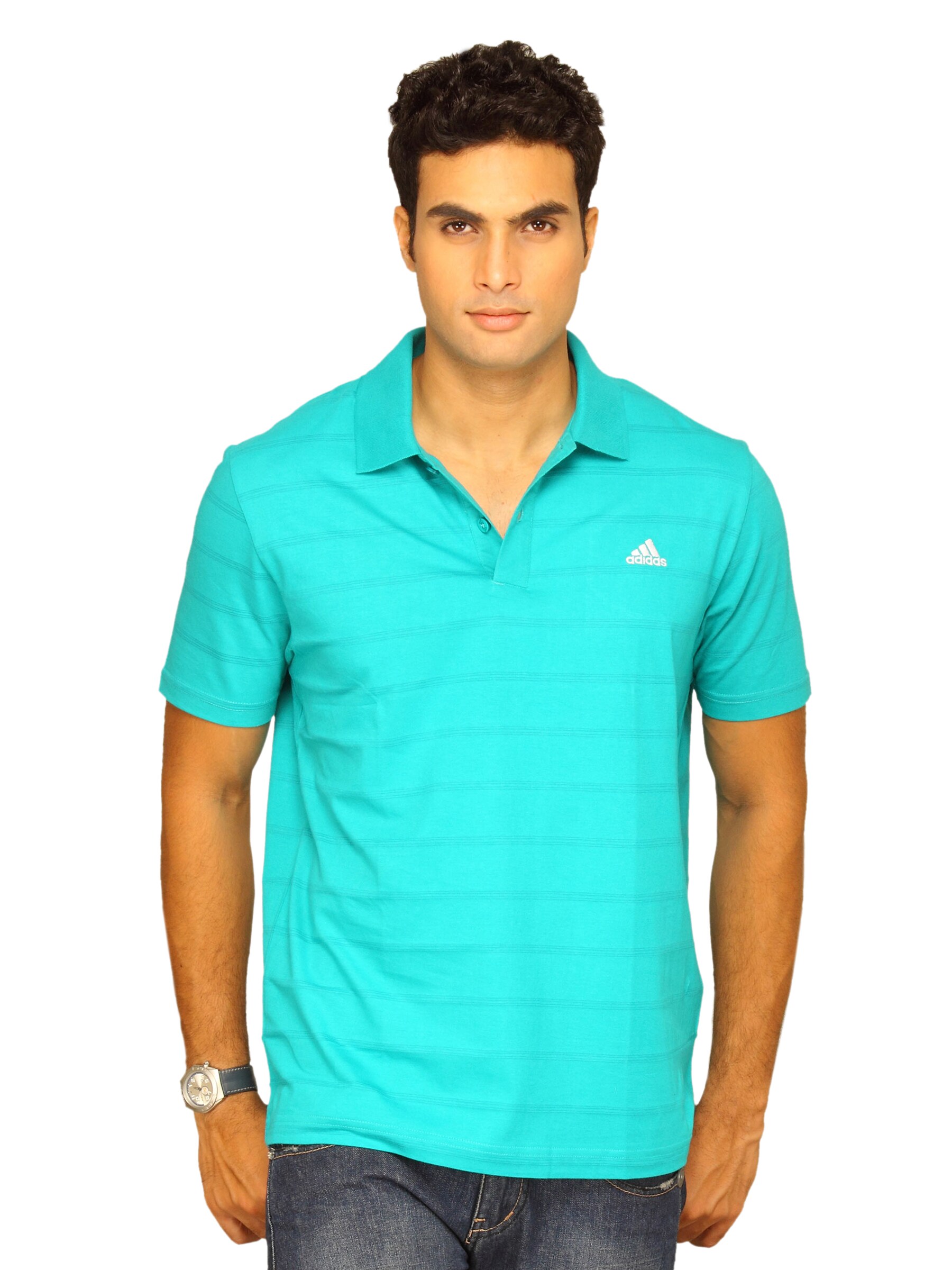 ADIDAS Men's Cv Str Green Polo T-Shirt