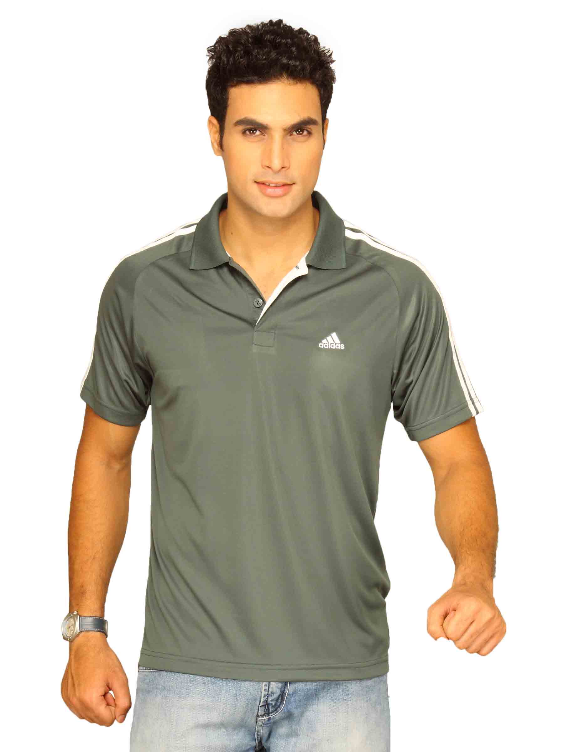 ADIDAS Men's 3S PES Grey Polo T-shirt