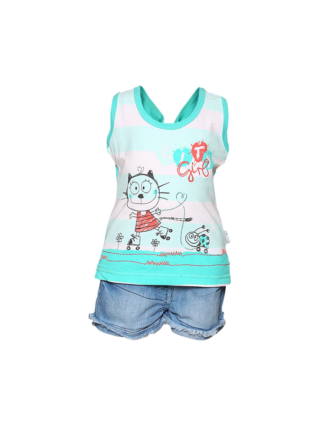 Gini and Jony Girl's Venice Green Blue Kidswear