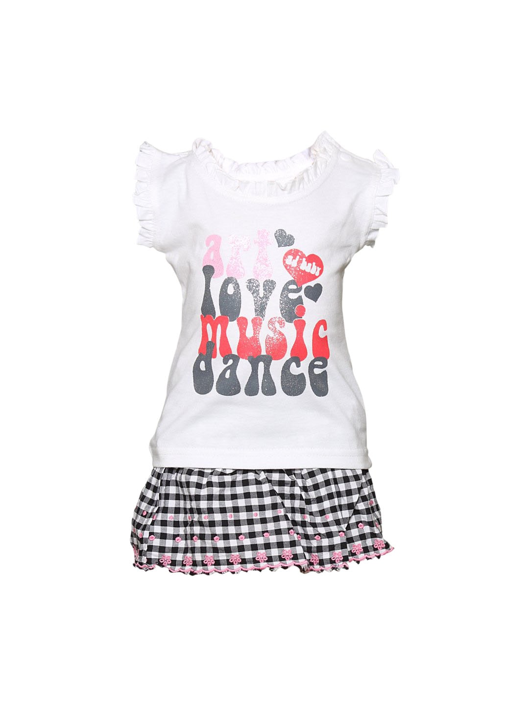 Gini and Jony Girl's Veata White Black Pink Infants Kidswear