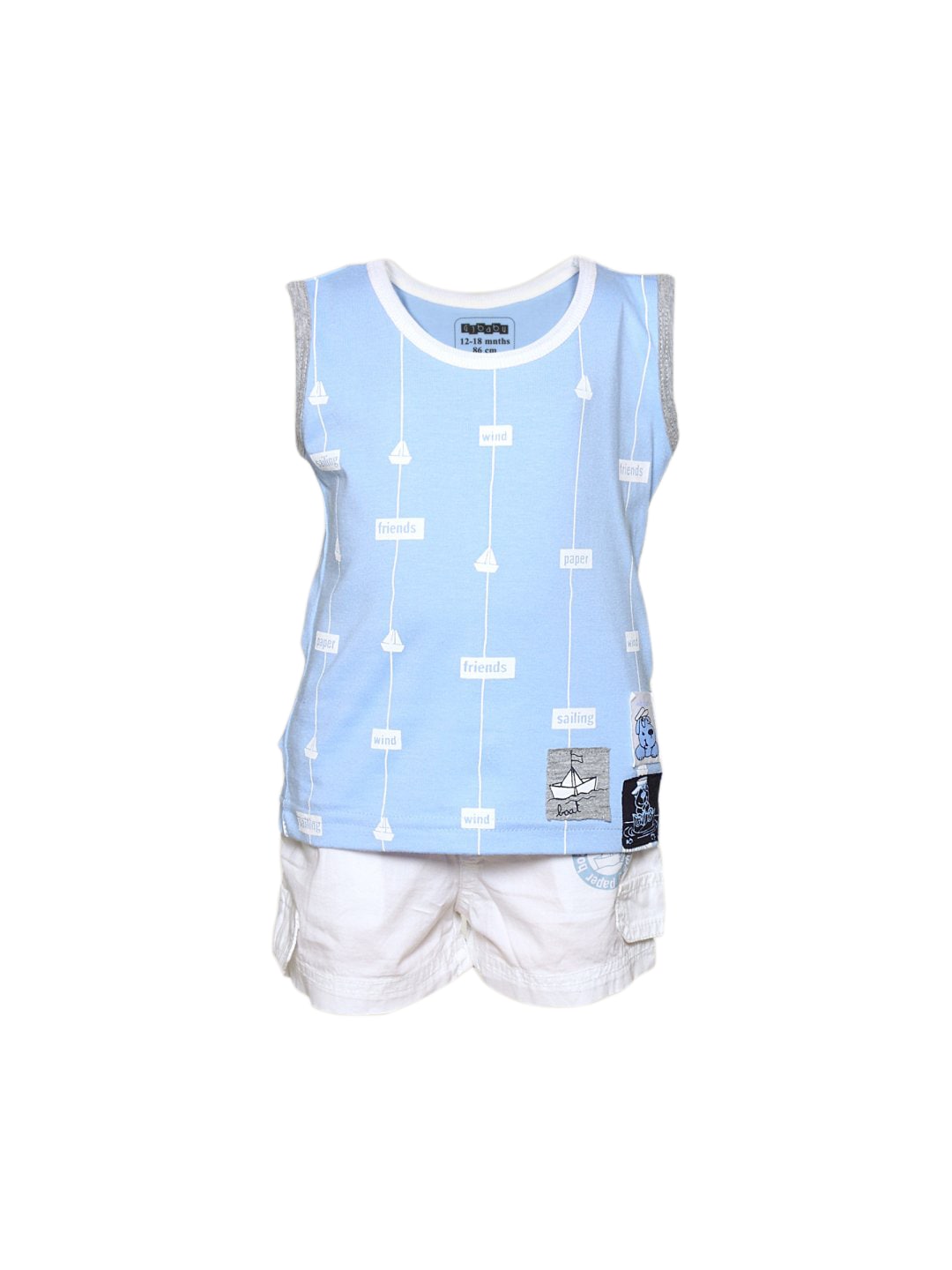 Gini and Jony Boy's Karsen Blue White Infant Kidswear