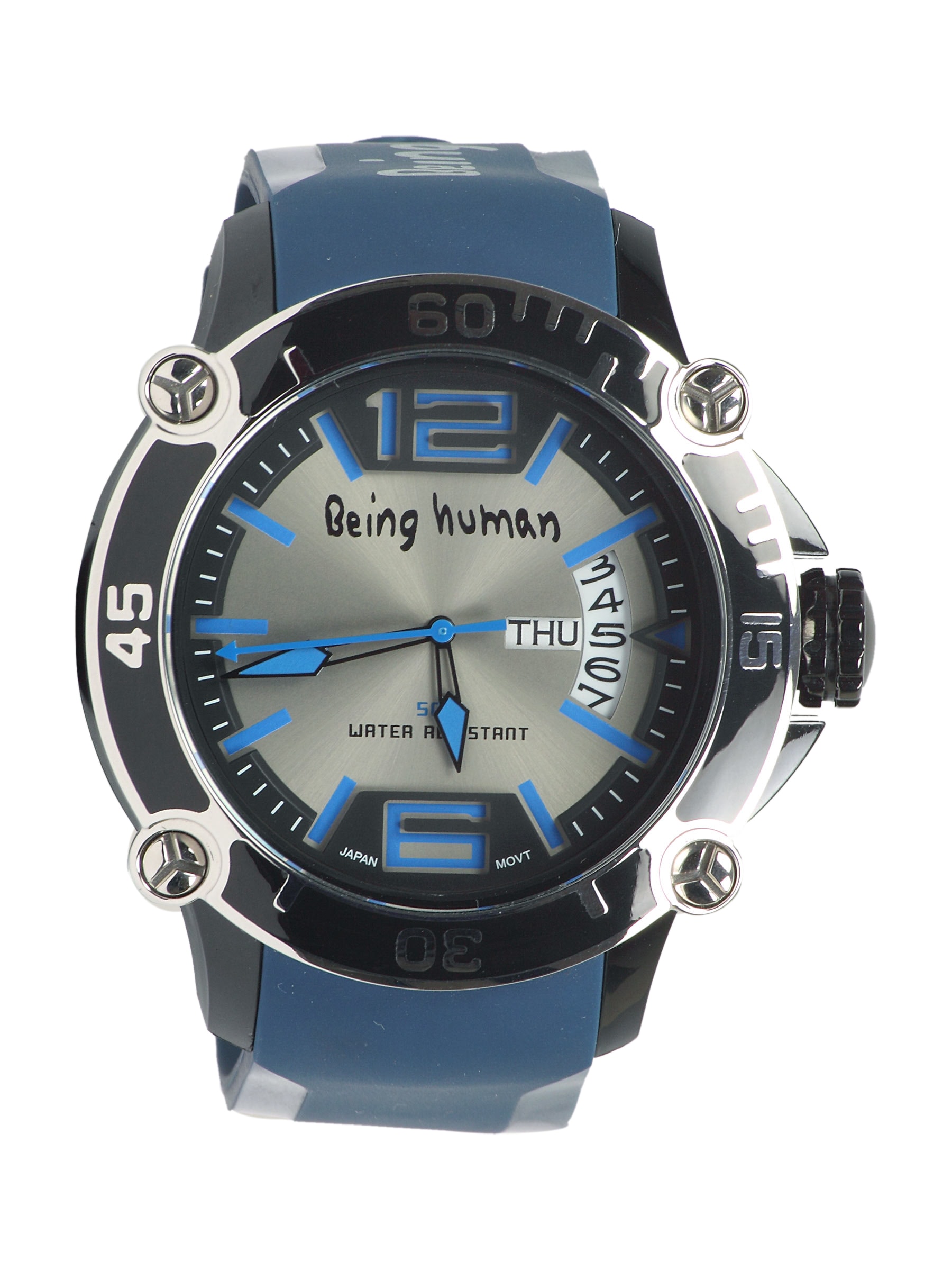 Being Human Men Grey Dial Blue Strap Watch