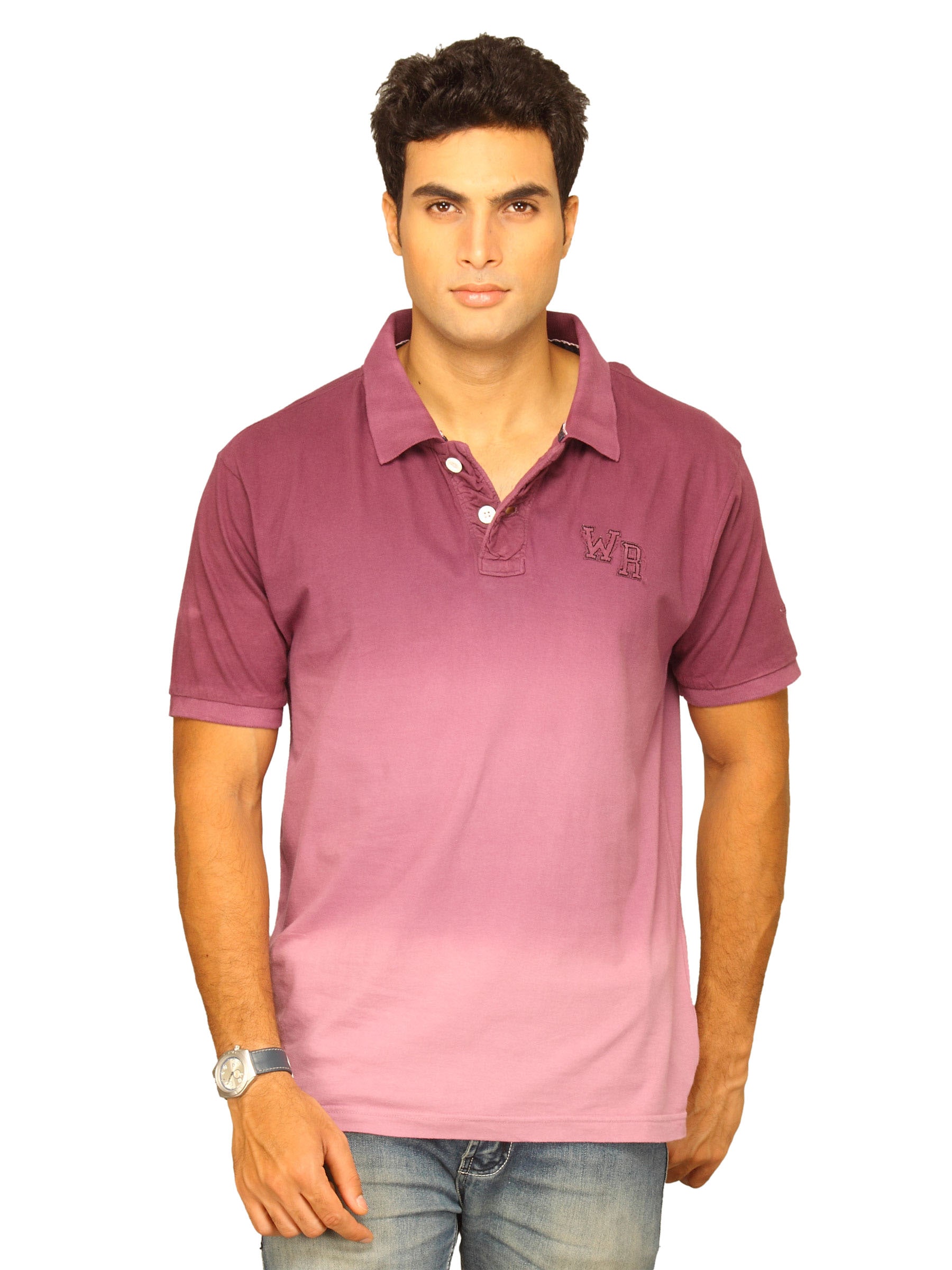 Wrangler Men's Dip Dyed Polo Purple T-shirt