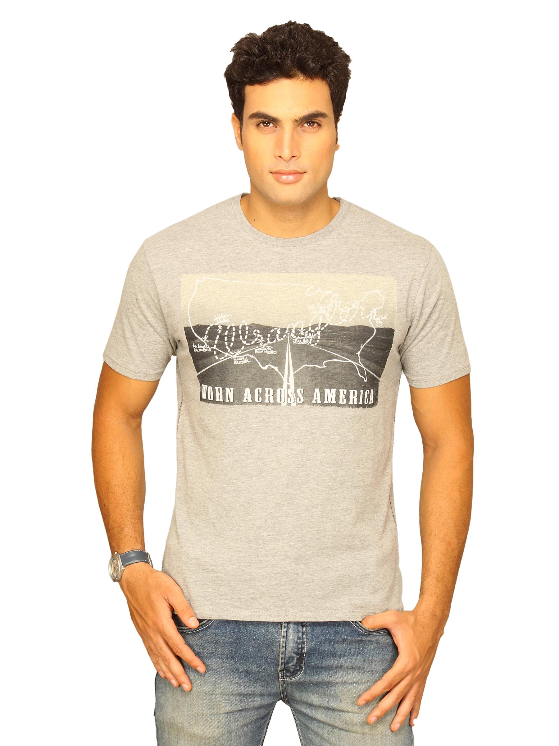 Wrangler Men's Worn Across Grey Melange T-shirt