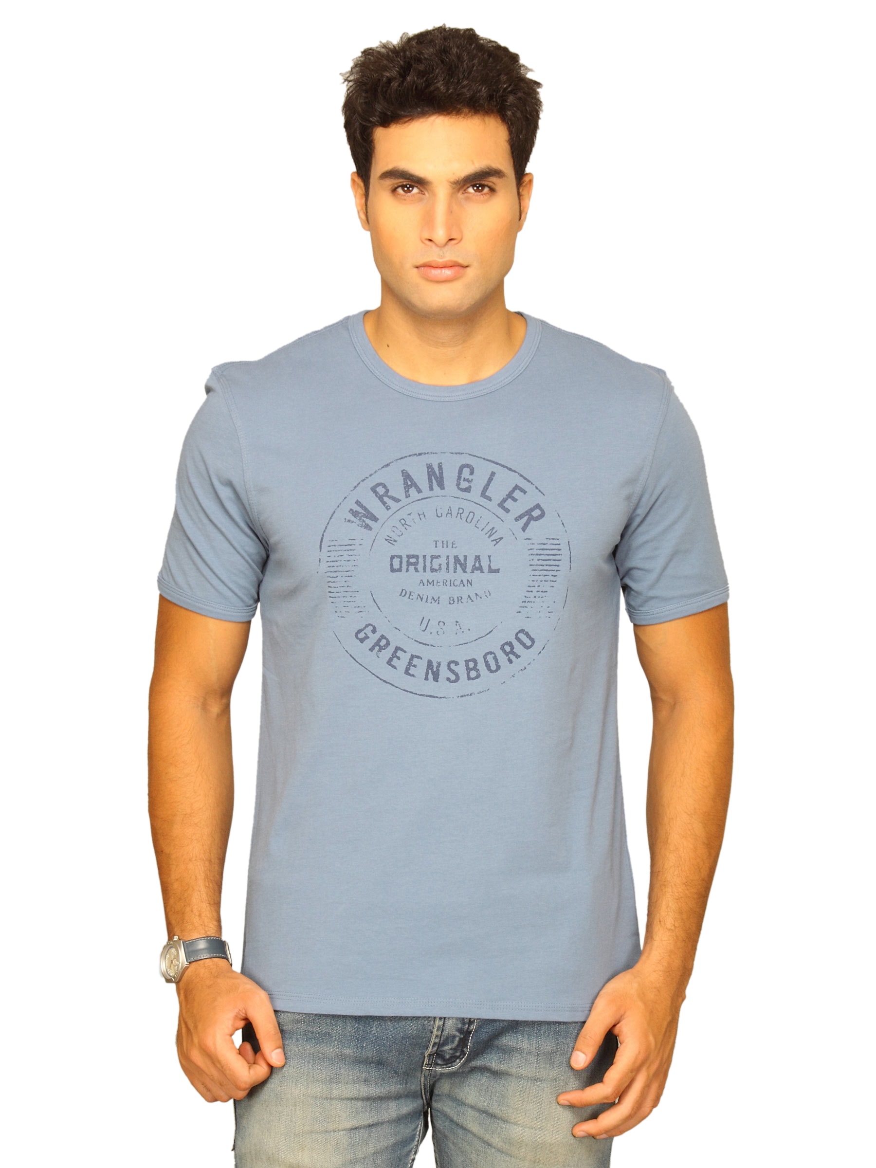 Wrangler Men's Greensboro Raw Edge Blue T-shirt