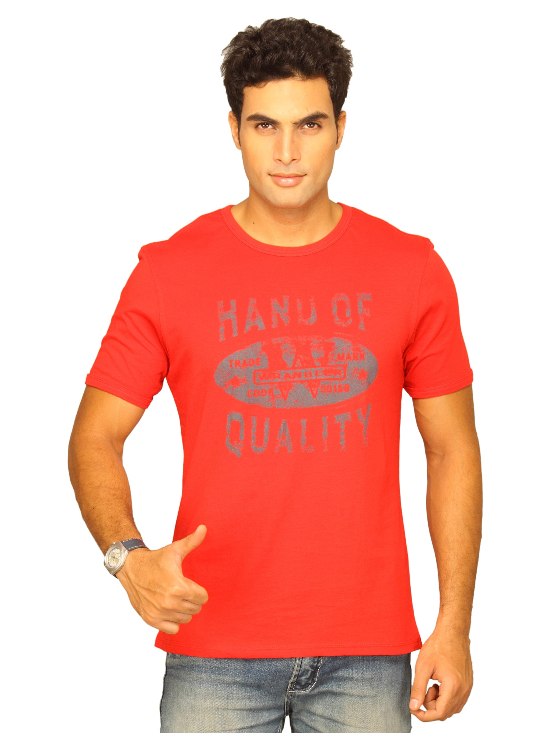 Wrangler Men's Hand Of Quality Red T-shirt