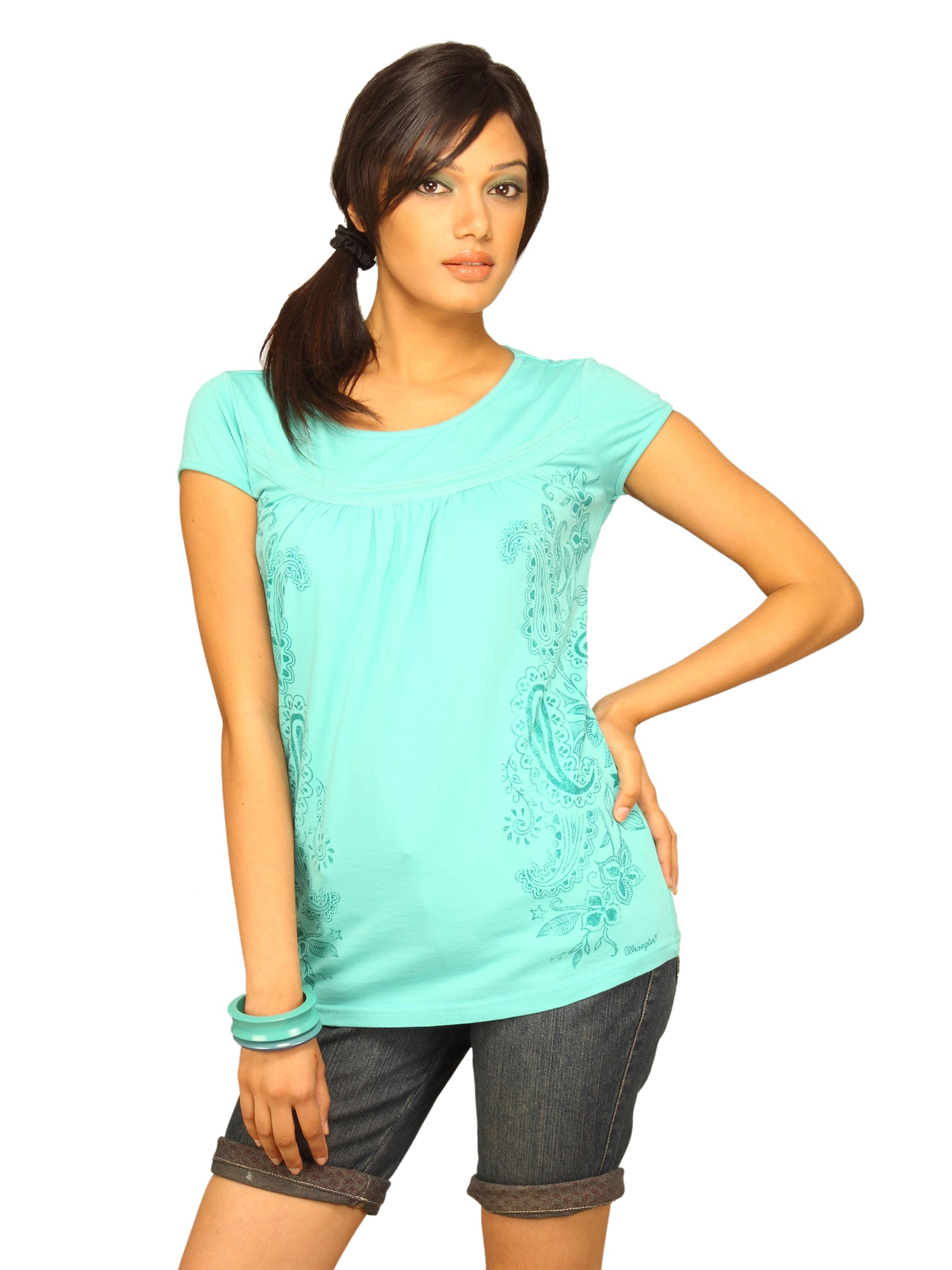 Wrangler Women's Side Paisley Green T-shirt