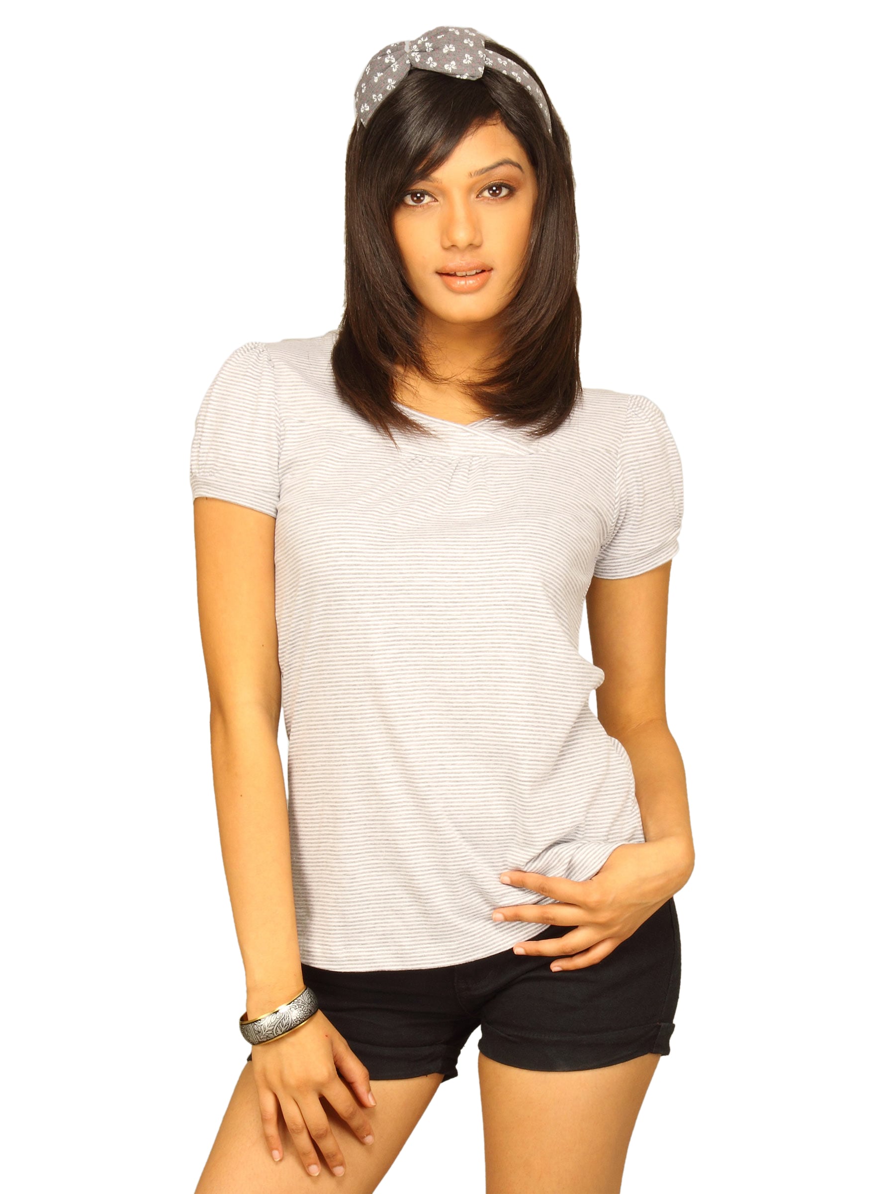 Wrangler Women's Pinstrupe Grey Melange T-shirt