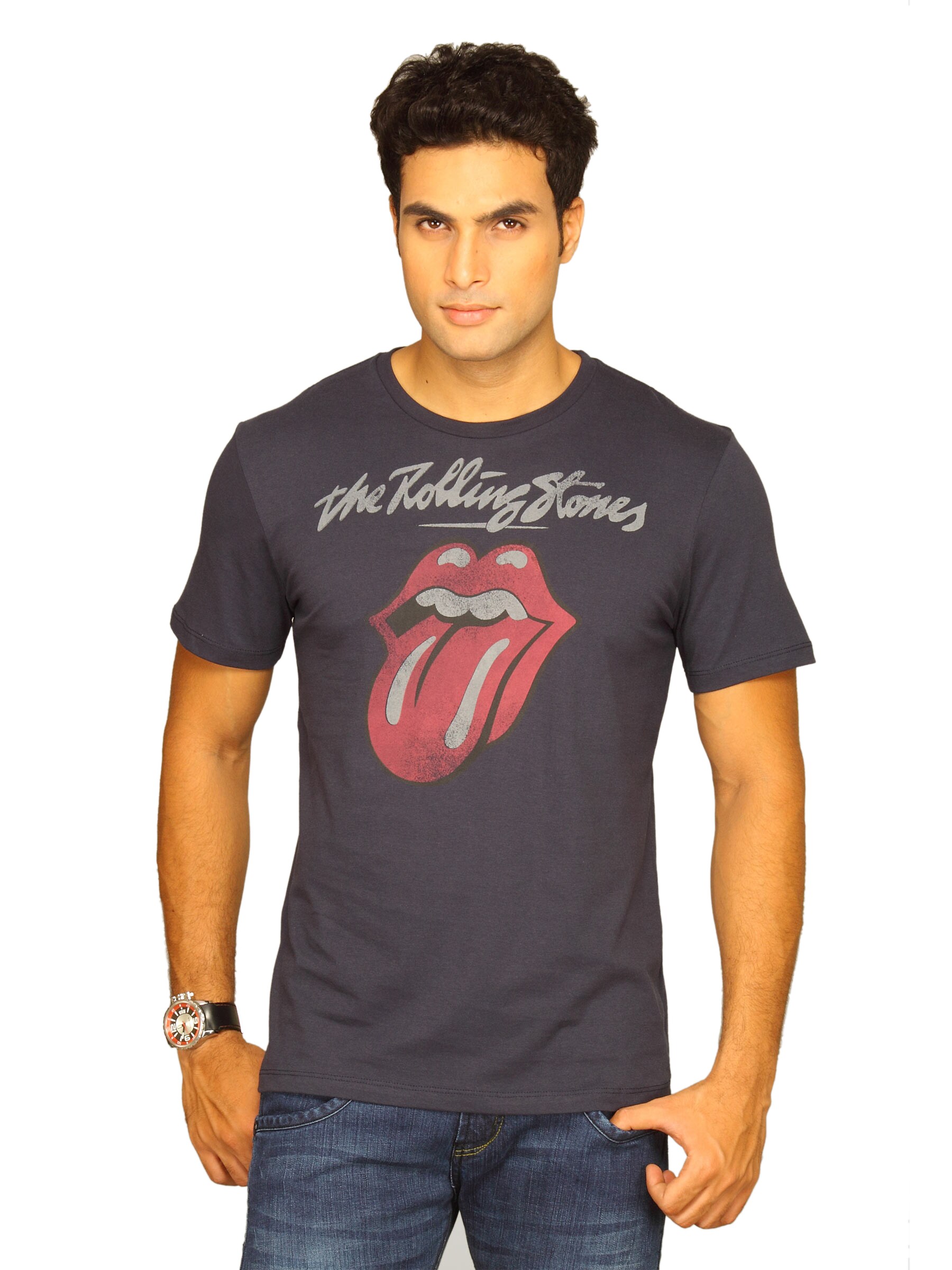 Rolling Stone Men's The Rolling Stones Navy T-shirt