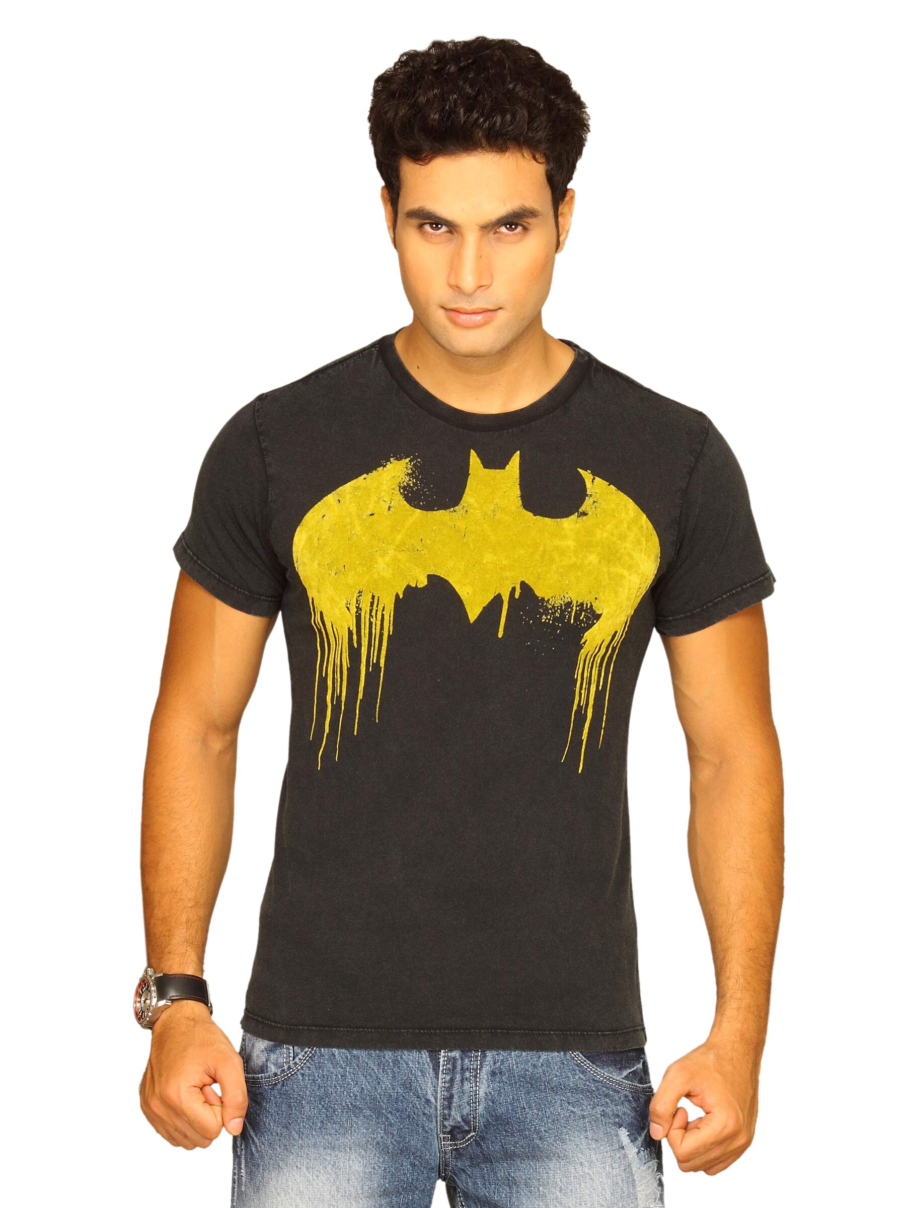 Batman Men's Logo Dripping Black T-shirt