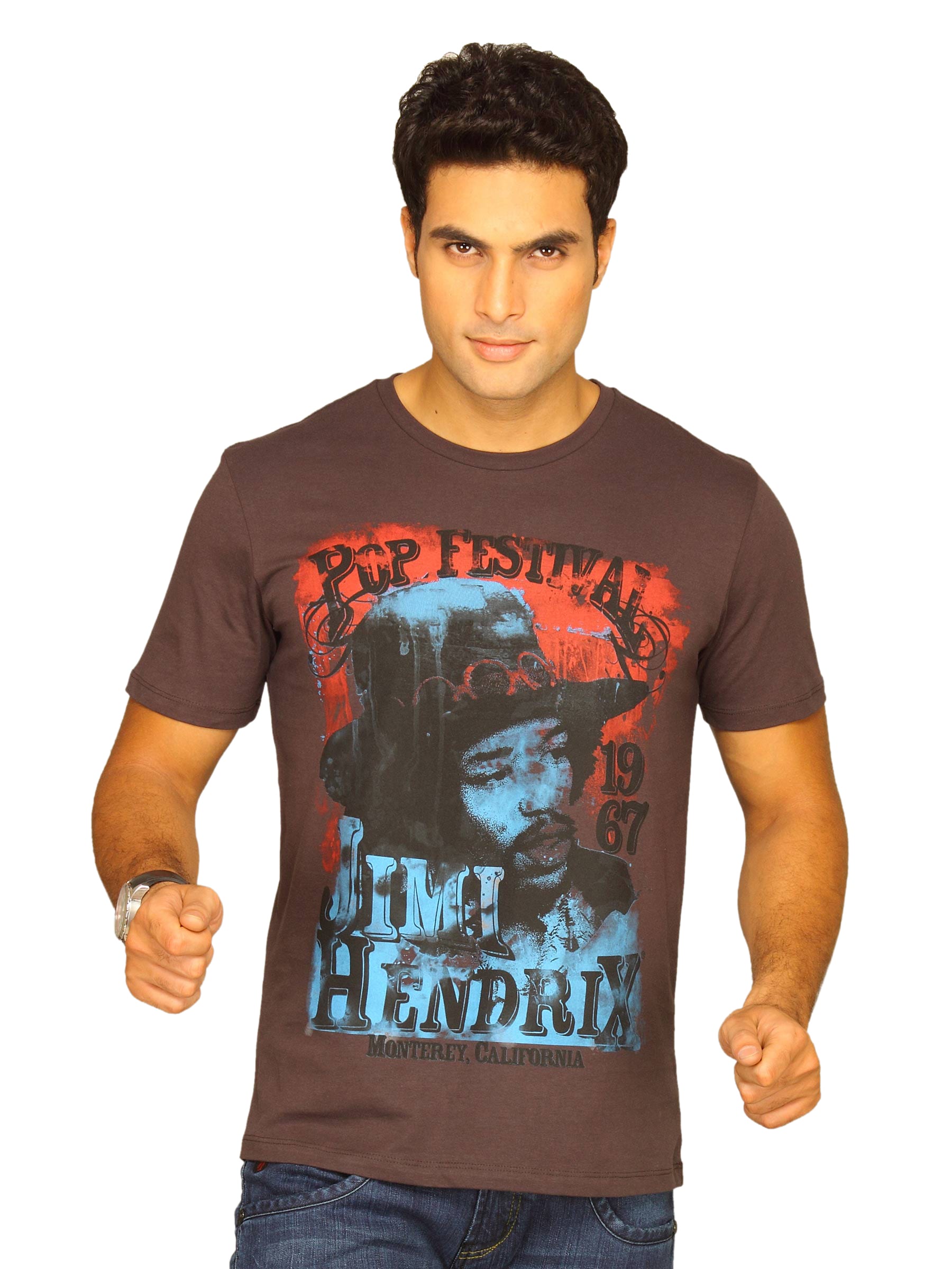 Jimi Hendrix Men's Pop Festival Dark Grey T-shirt