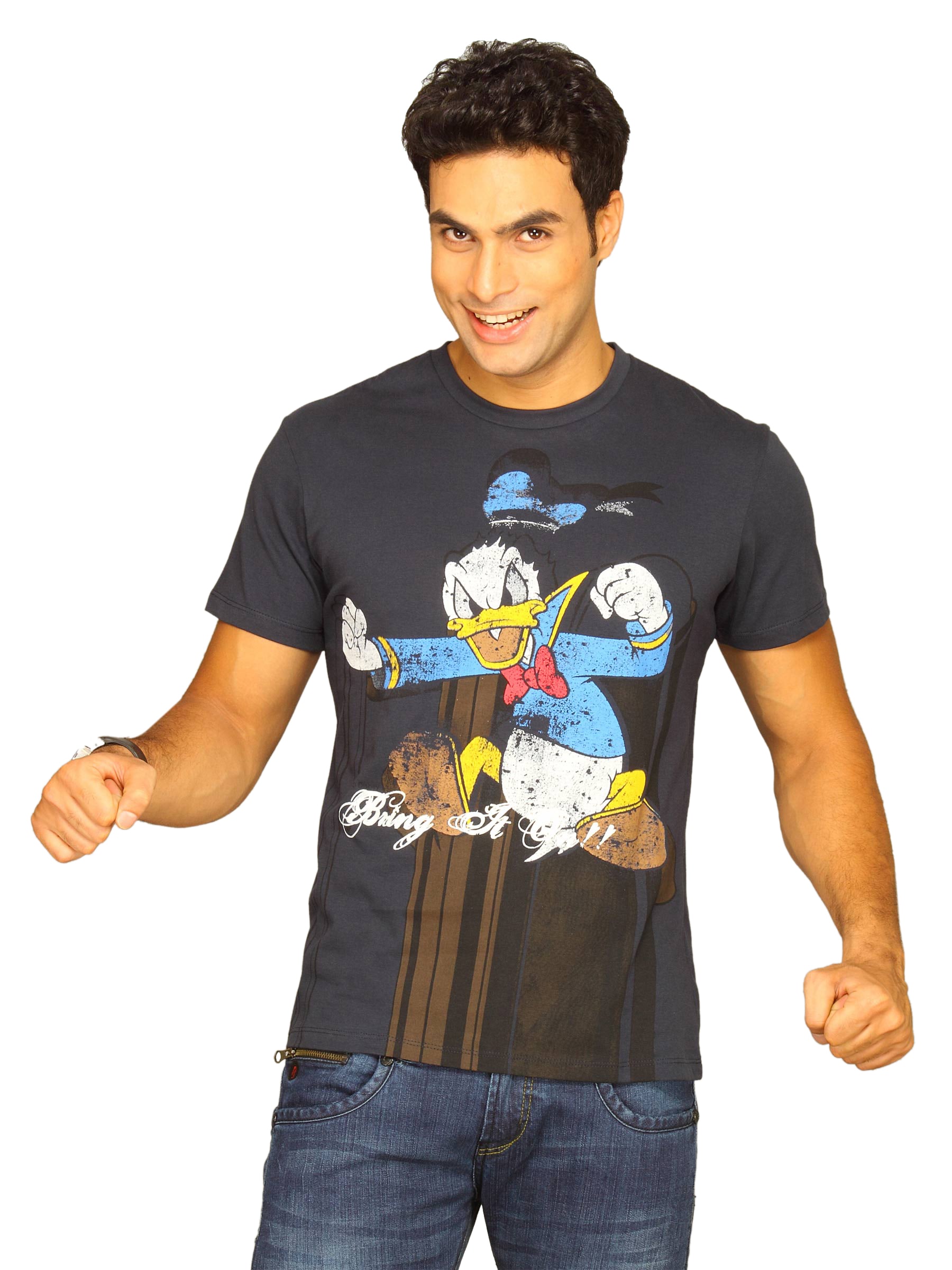 Mickey Men's Donald Jumps Bring It On Navy T-shirt