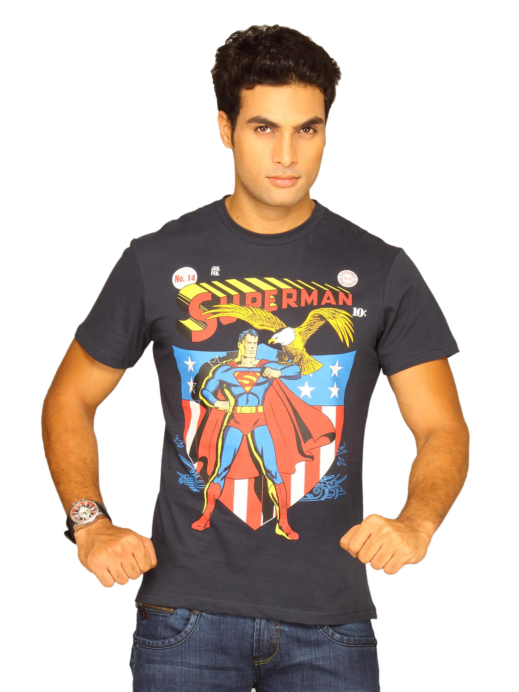 DC Comics Men's Superman Eagle Navy T-shirt